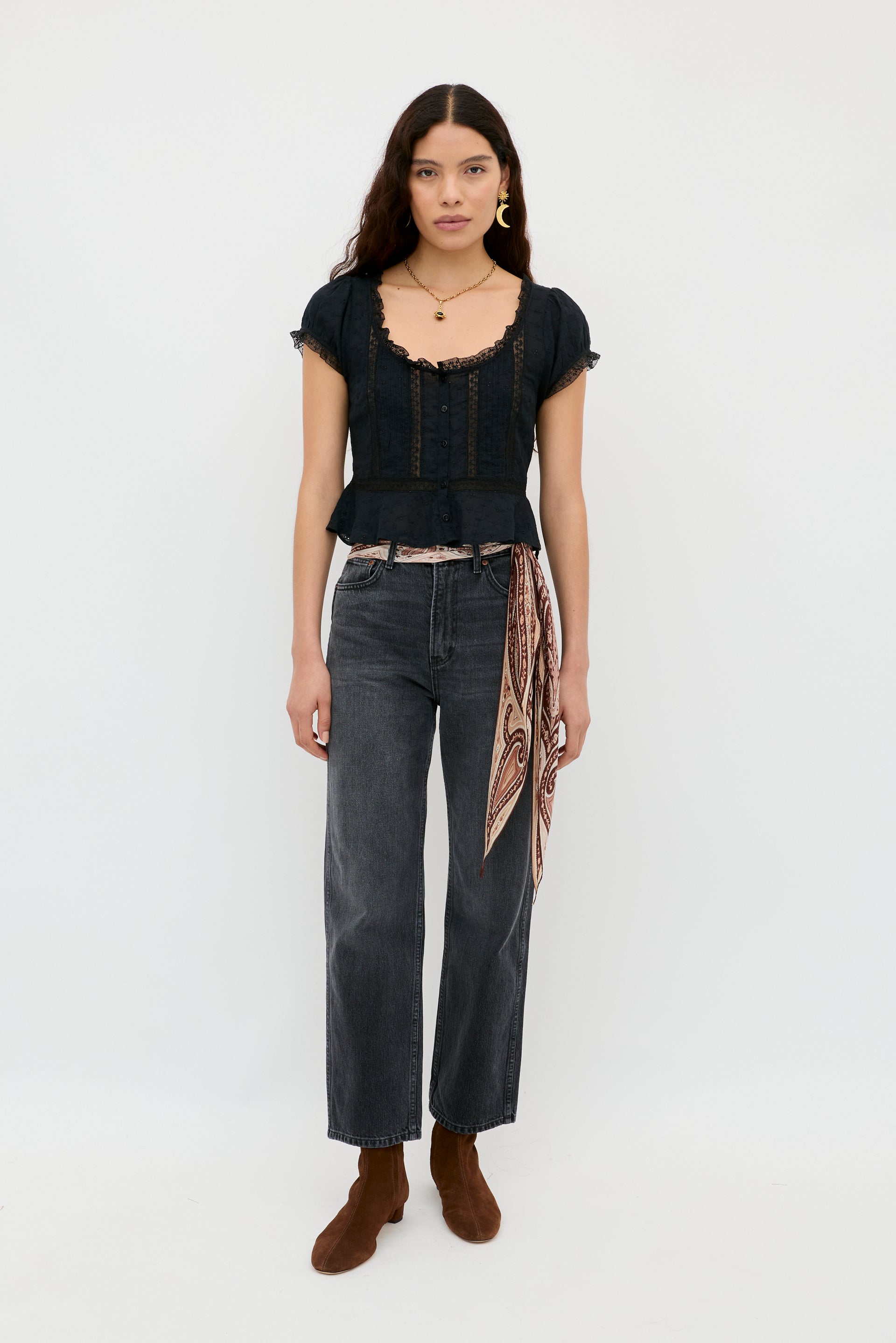 Sandi Cotton Top in Black | RIXO ⋆