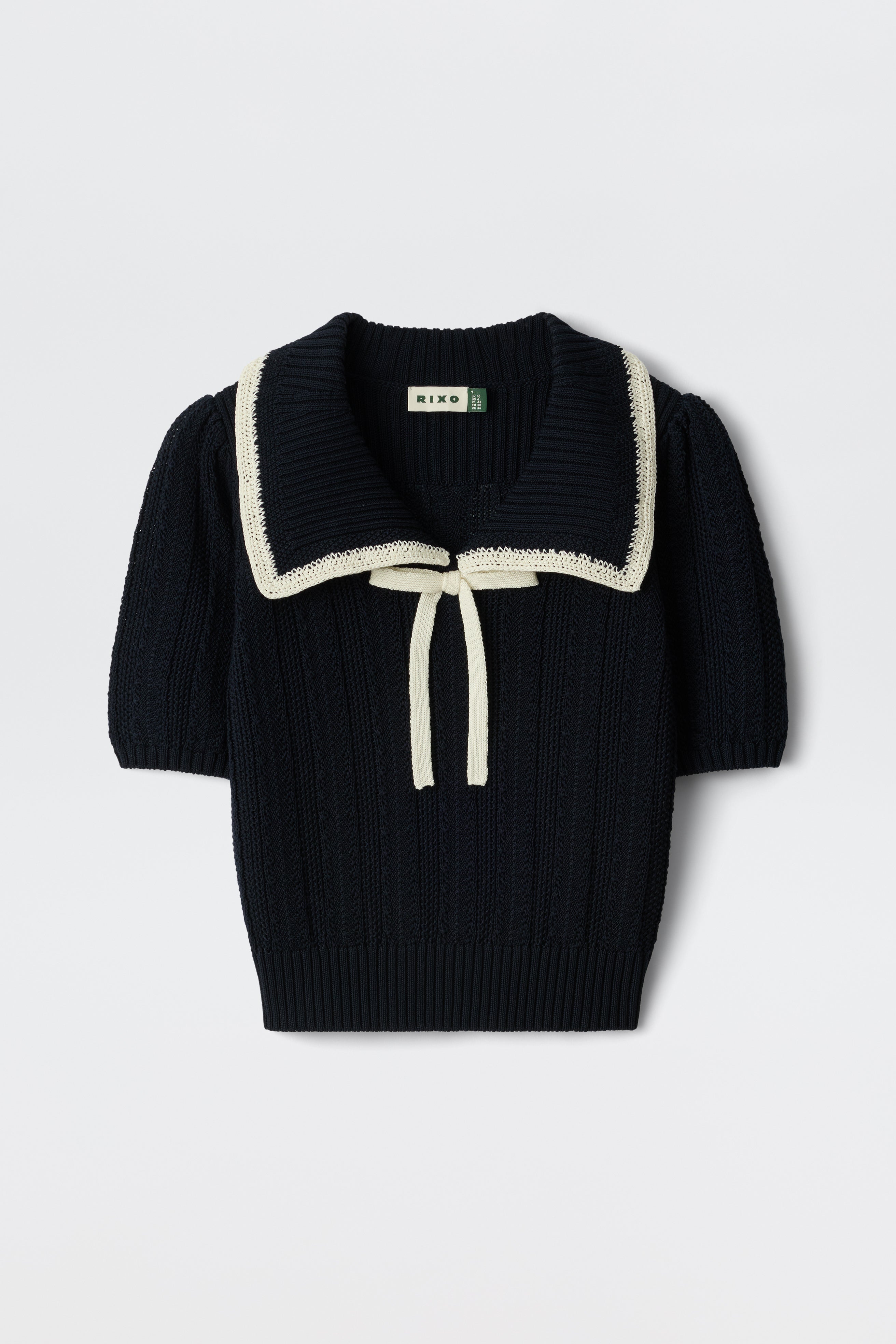 Pippa Cotton Knitted Top in Deep Navy | RIXO ⋆