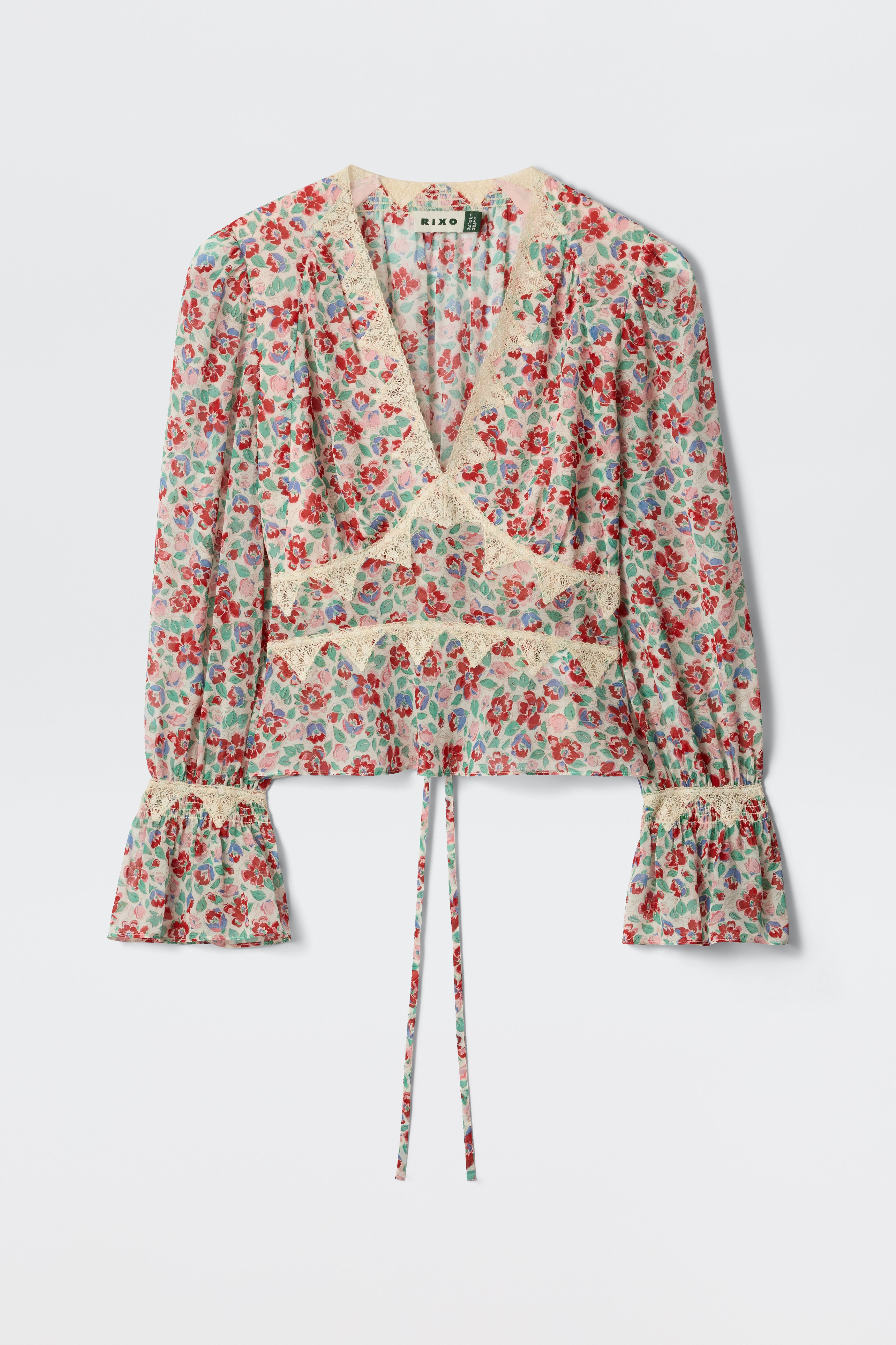 Lenara Georgette Top in Pink Jeannie Bloom Ivory | RIXO USA ⋆