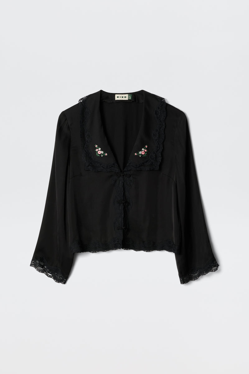 Nienna  -  Peonies Embroidery Black