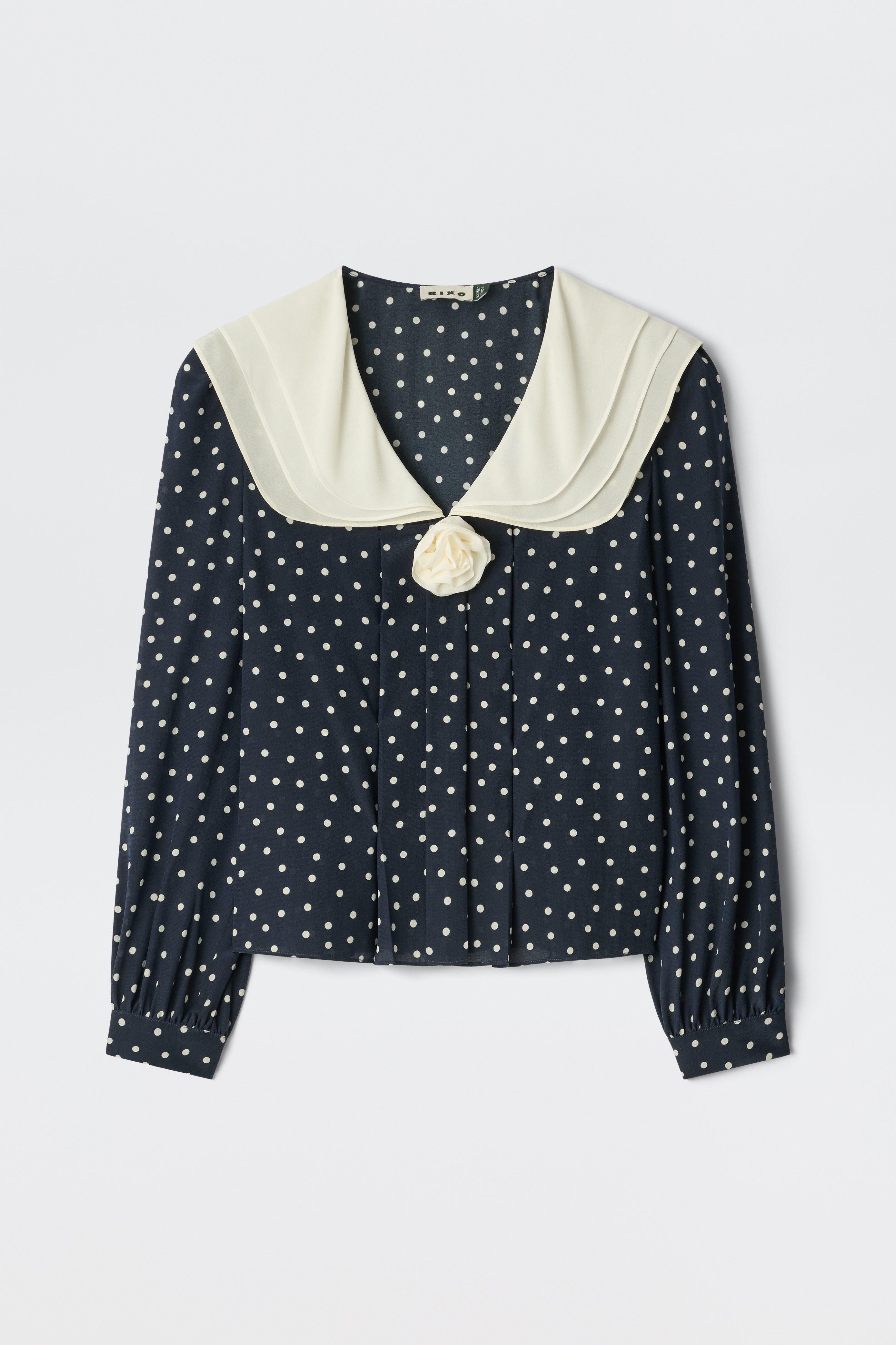 Emelin Silk Blouse in Layla Dot Navy | RIXO USA ⋆