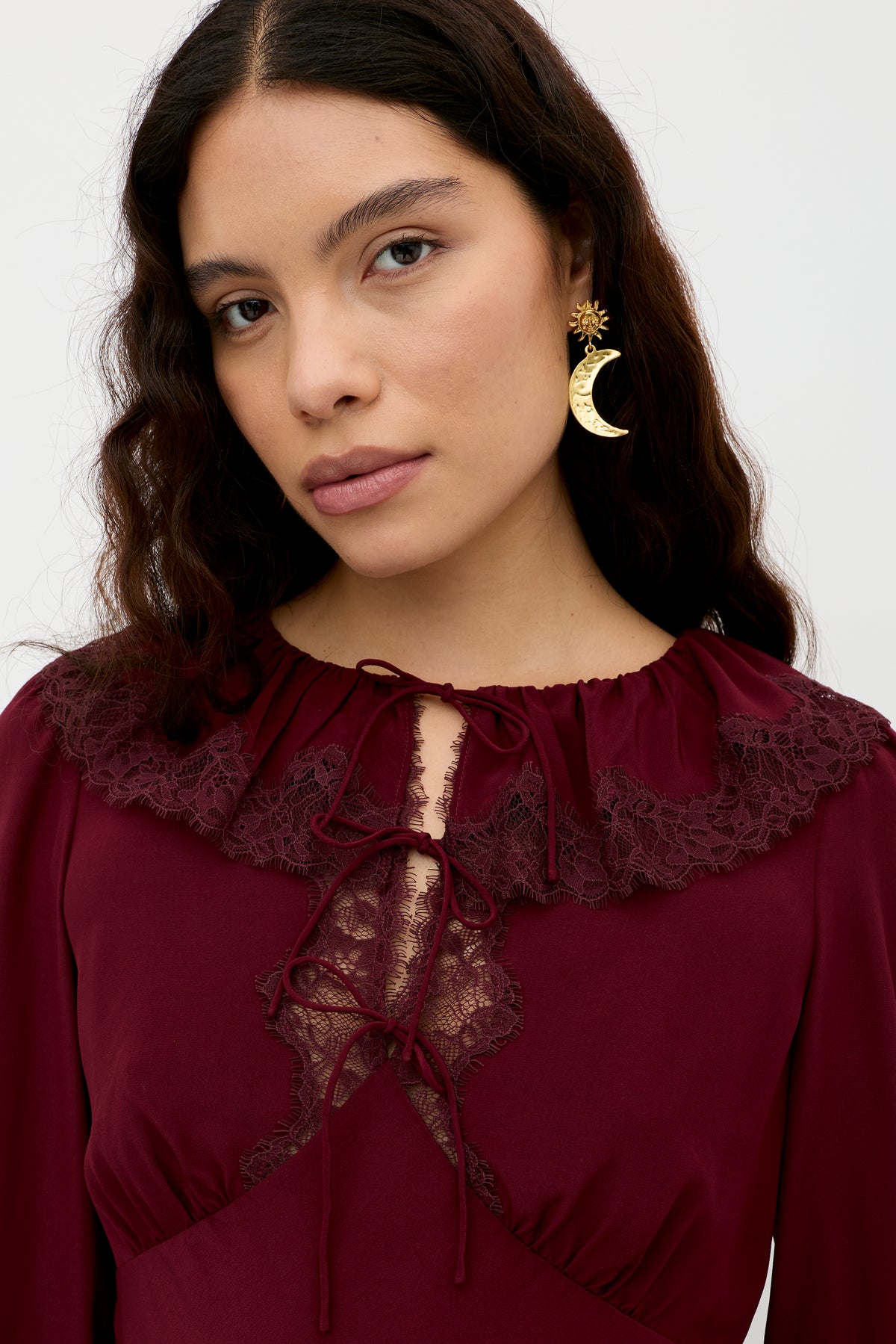 RIXO Aimme Silk Blouse Maroon Top RIXO Aimme Silk Blouse Maroon Top