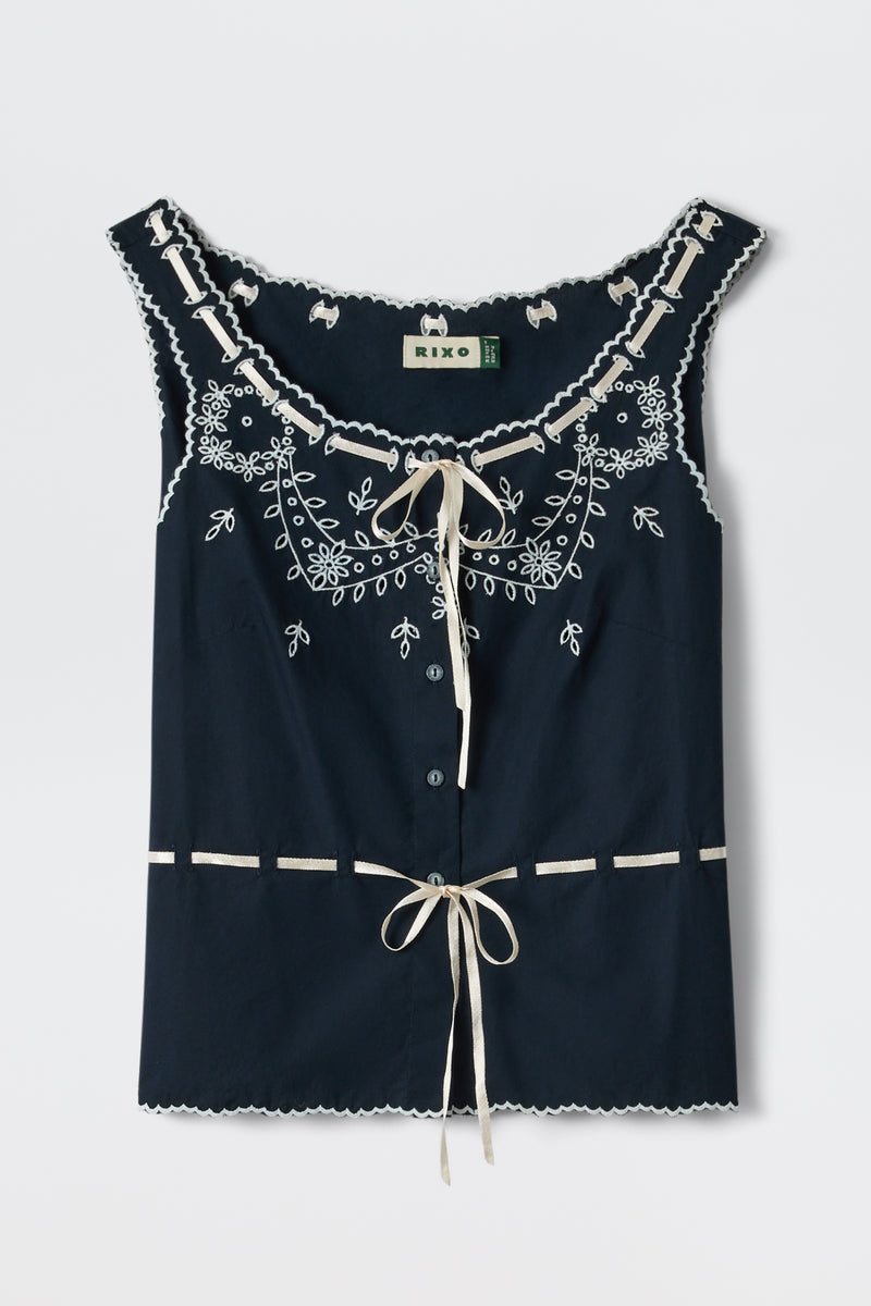 Cassara - Aster Cutwork Embroidery Deep Navy