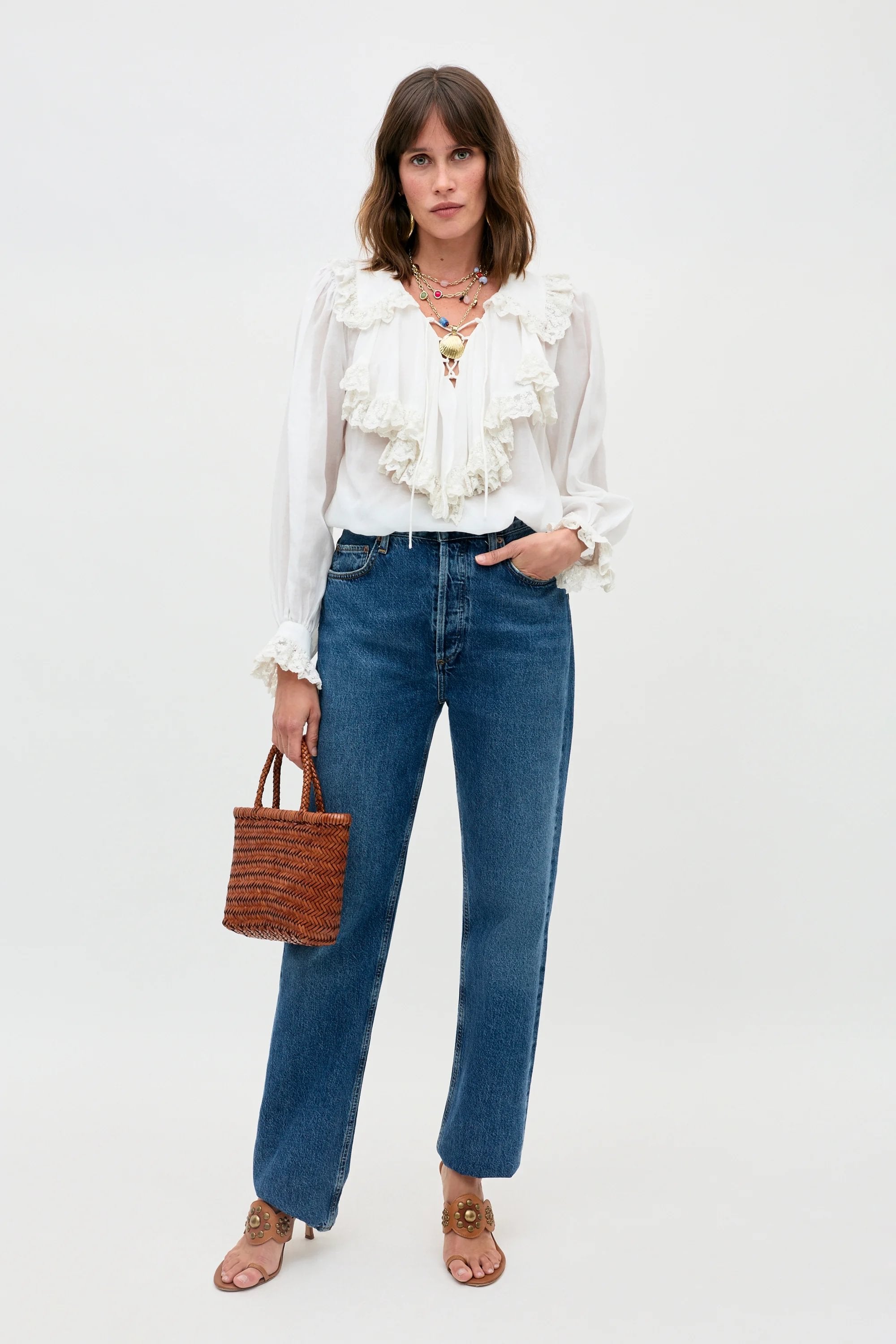Milia Cotton Blouse in White | RIXO USA ⋆