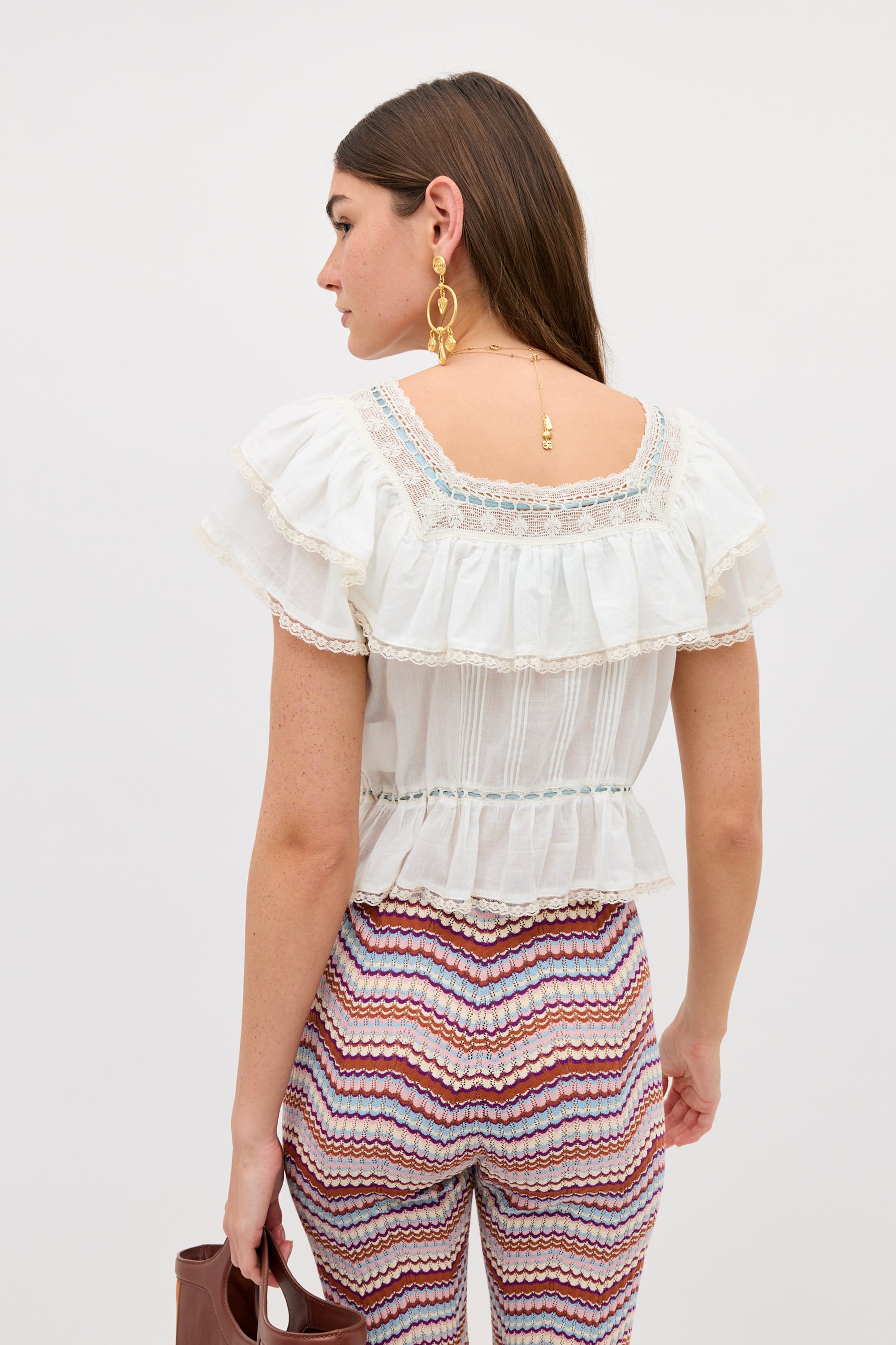 Melisa Cotton Blouse in White Ivory | RIXO USA ⋆