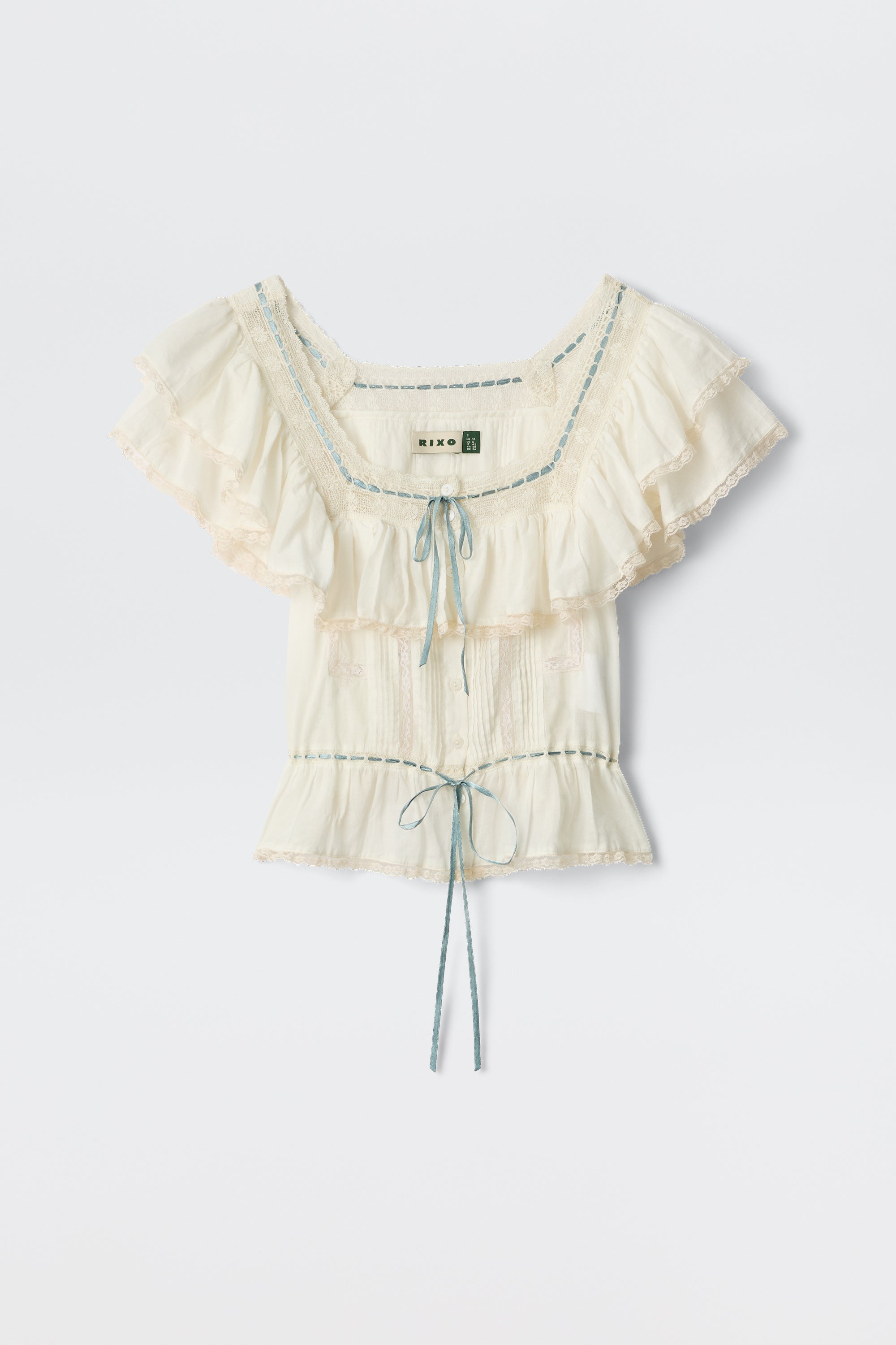 Melisa Cotton Blouse in White Ivory | RIXO USA ⋆