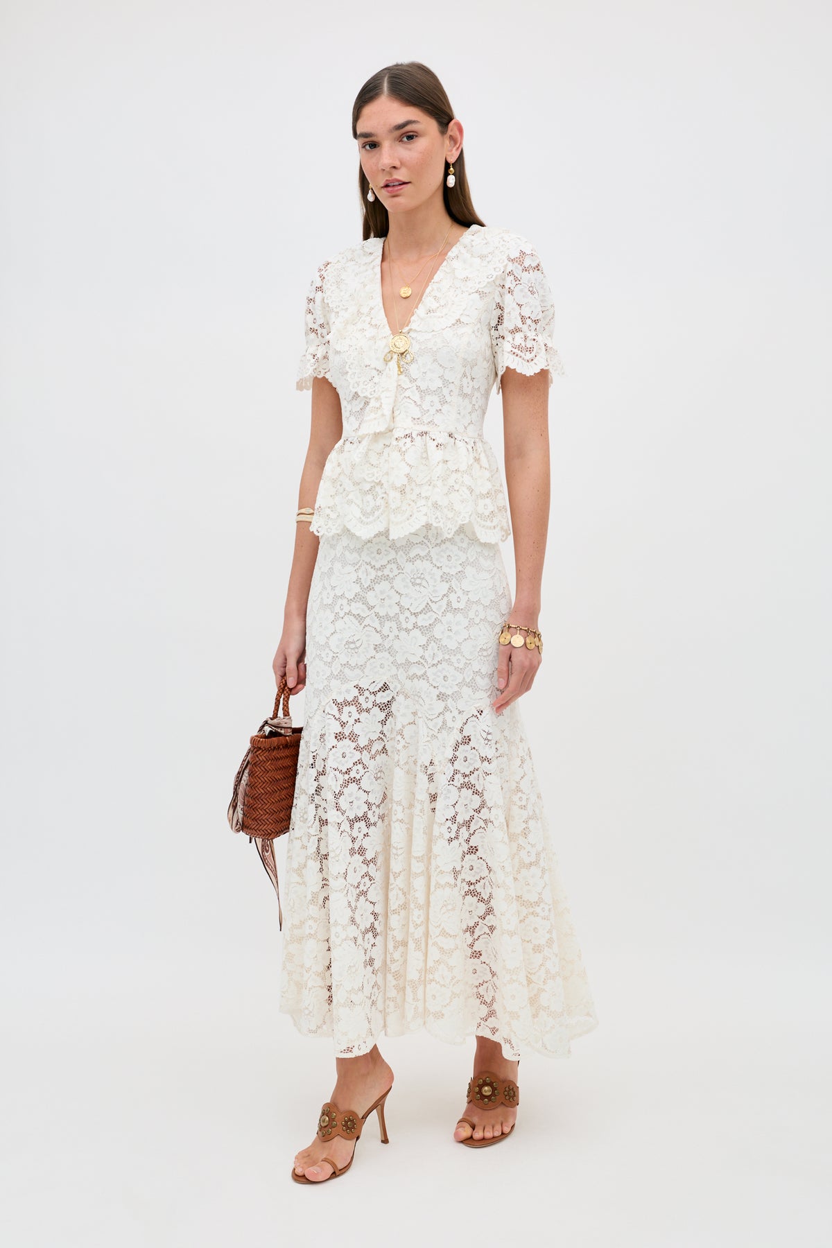 cream lace shirt dress $350 Needle & Thread Victoriana Lace Shirt Dress Cream Sz 6 US