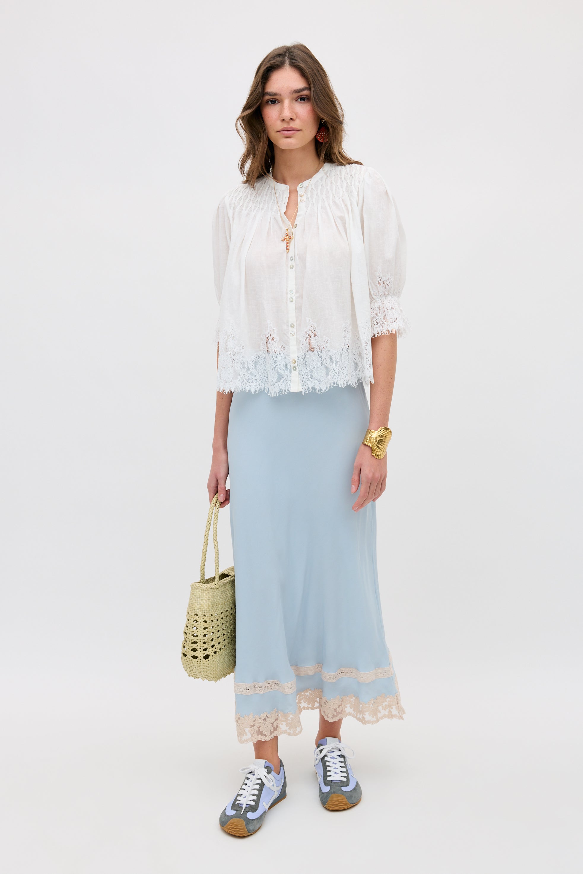 Erika Cotton Blouse in White Ivory | RIXO USA ⋆