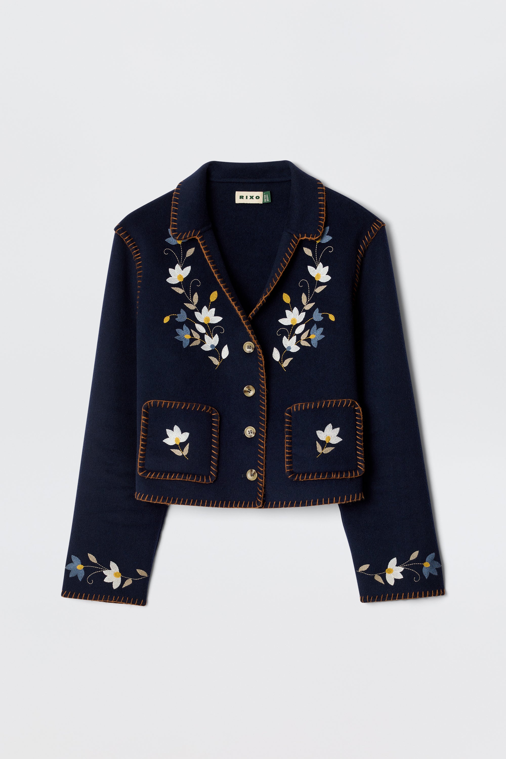 Sunday Embroidered Jacket in Petal Embroidery Navy