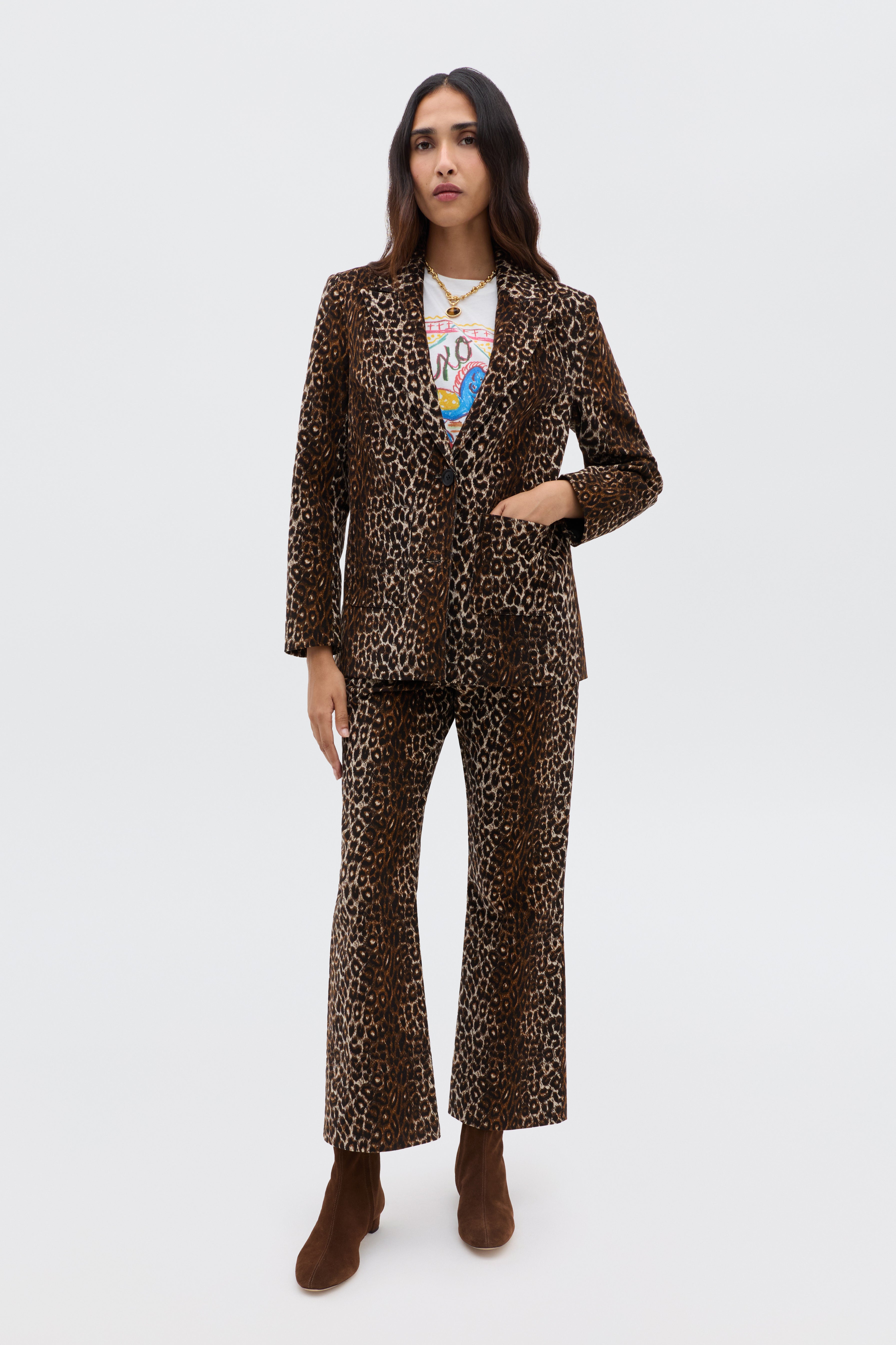 Olwen Corduroy Trousers in Brown Lyra Leopard Black | RIXO USA ⋆