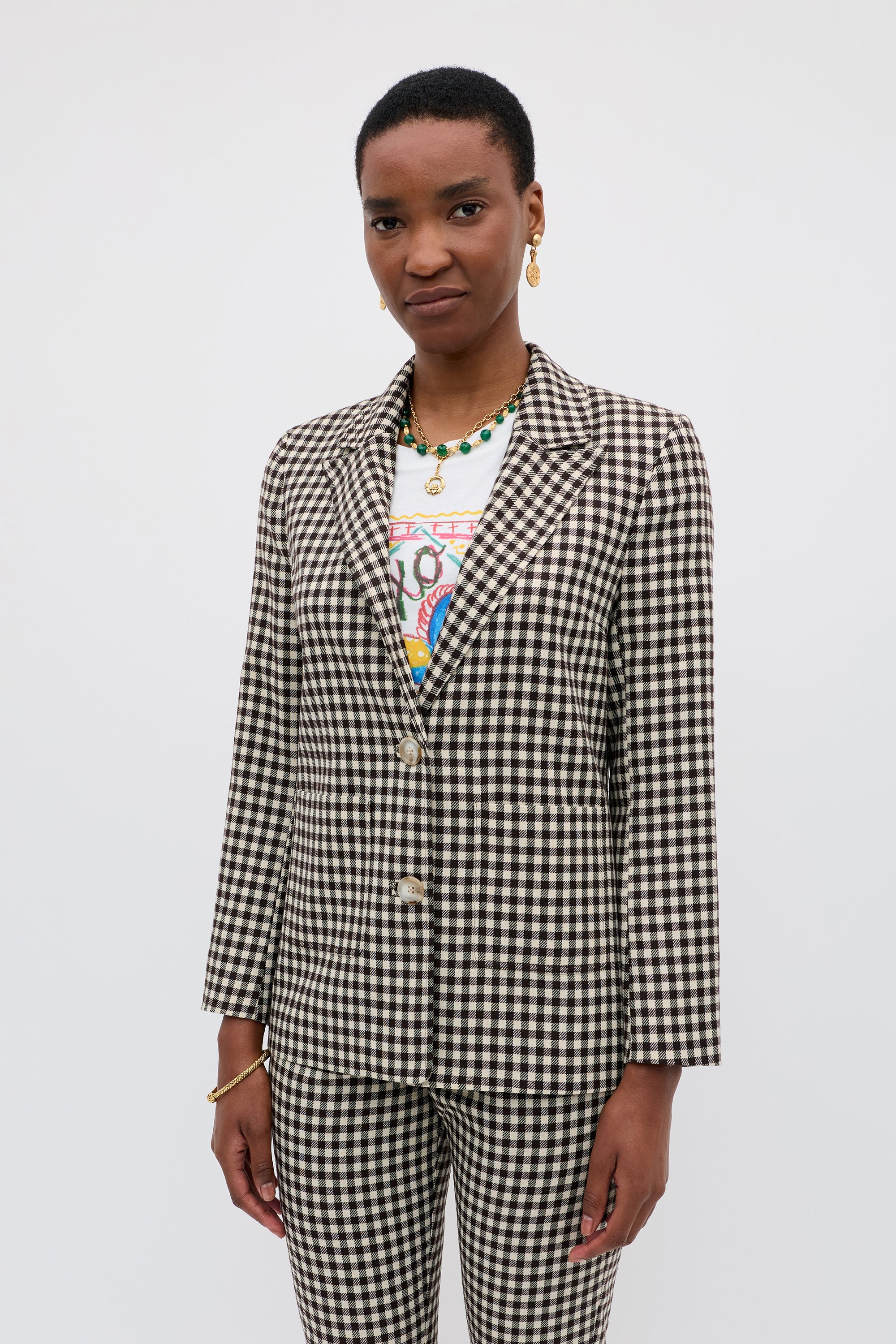 Xander Cotton-Blend Jacket in Italian Check Yarn Dyed Brown | RIXO ⋆