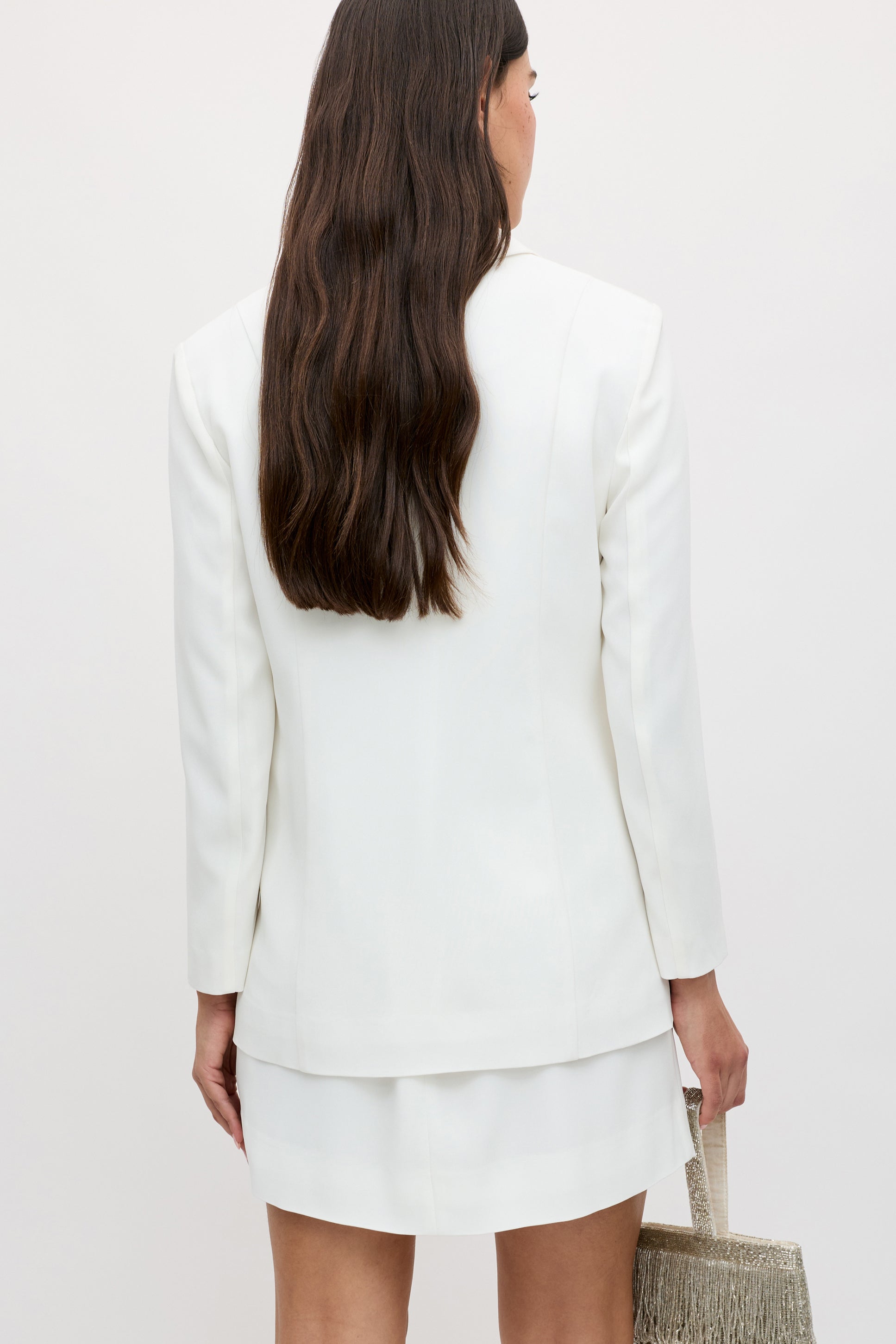 Marselle Satin Back Crepe Jacket in Ivory | RIXO USA ⋆