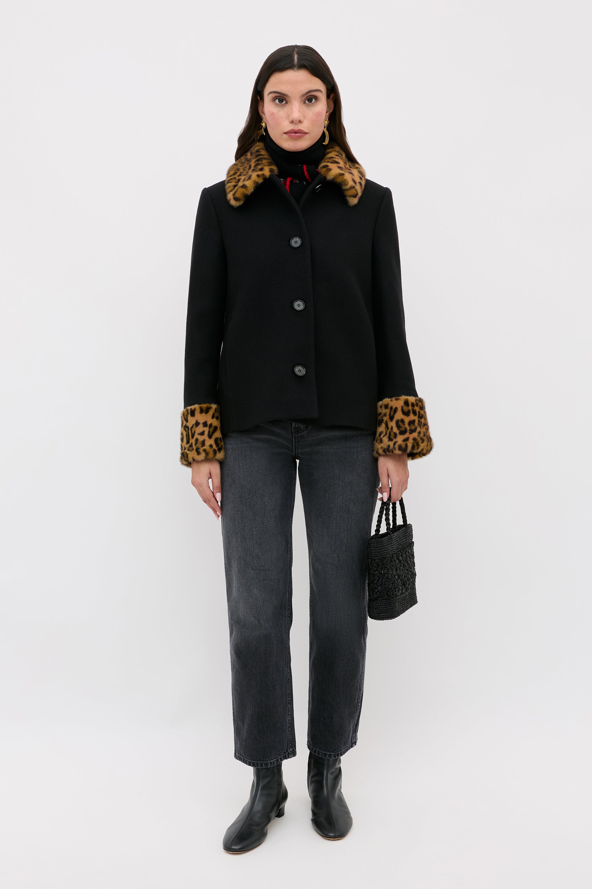 Aldith Wool Jacket in Marla Leopard Black | RIXO USA ⋆