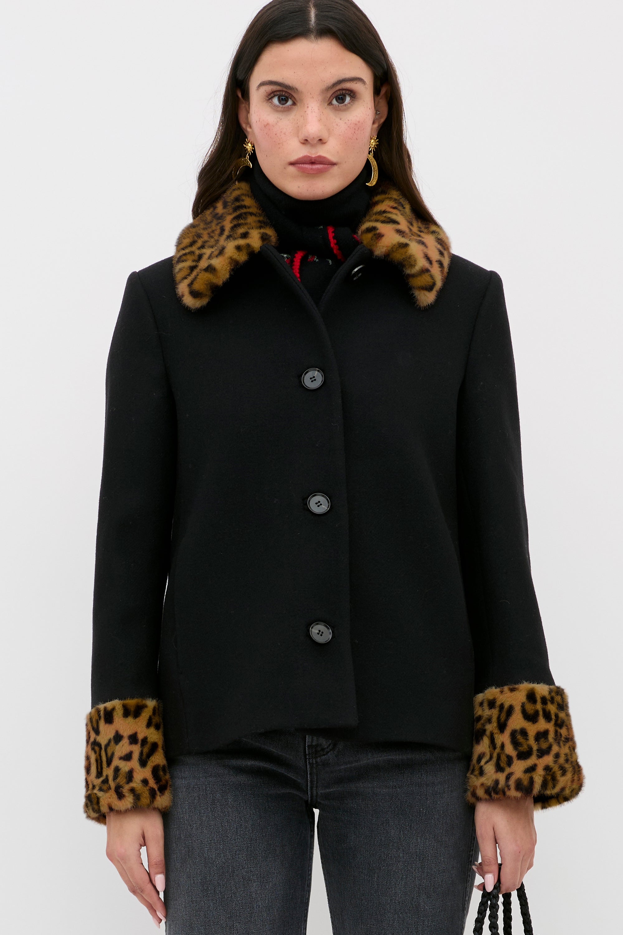 Aldith Wool Jacket in Marla Leopard Black | RIXO USA ⋆