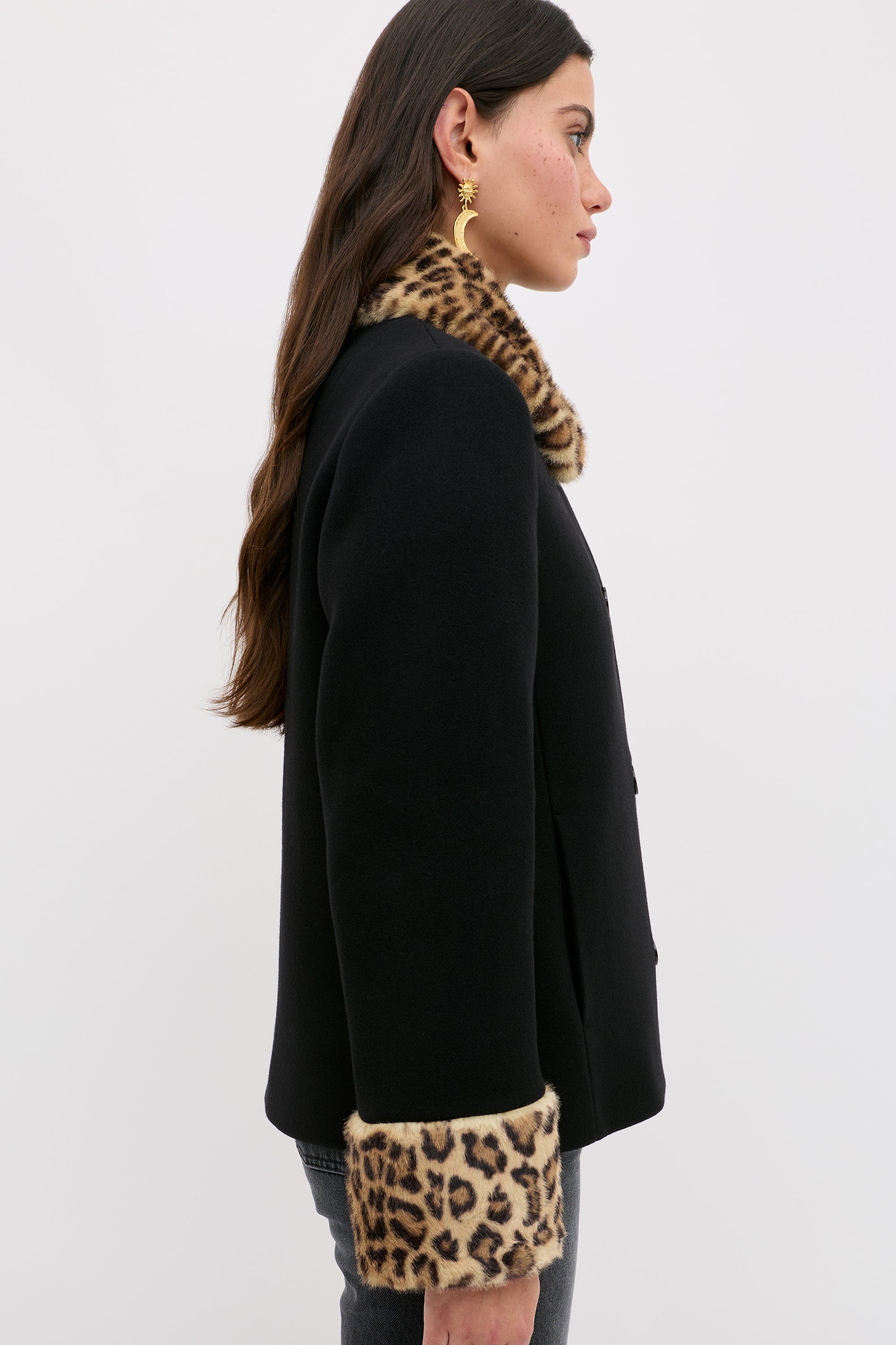 Aldith Wool Jacket in Marla Leopard Black | RIXO USA ⋆