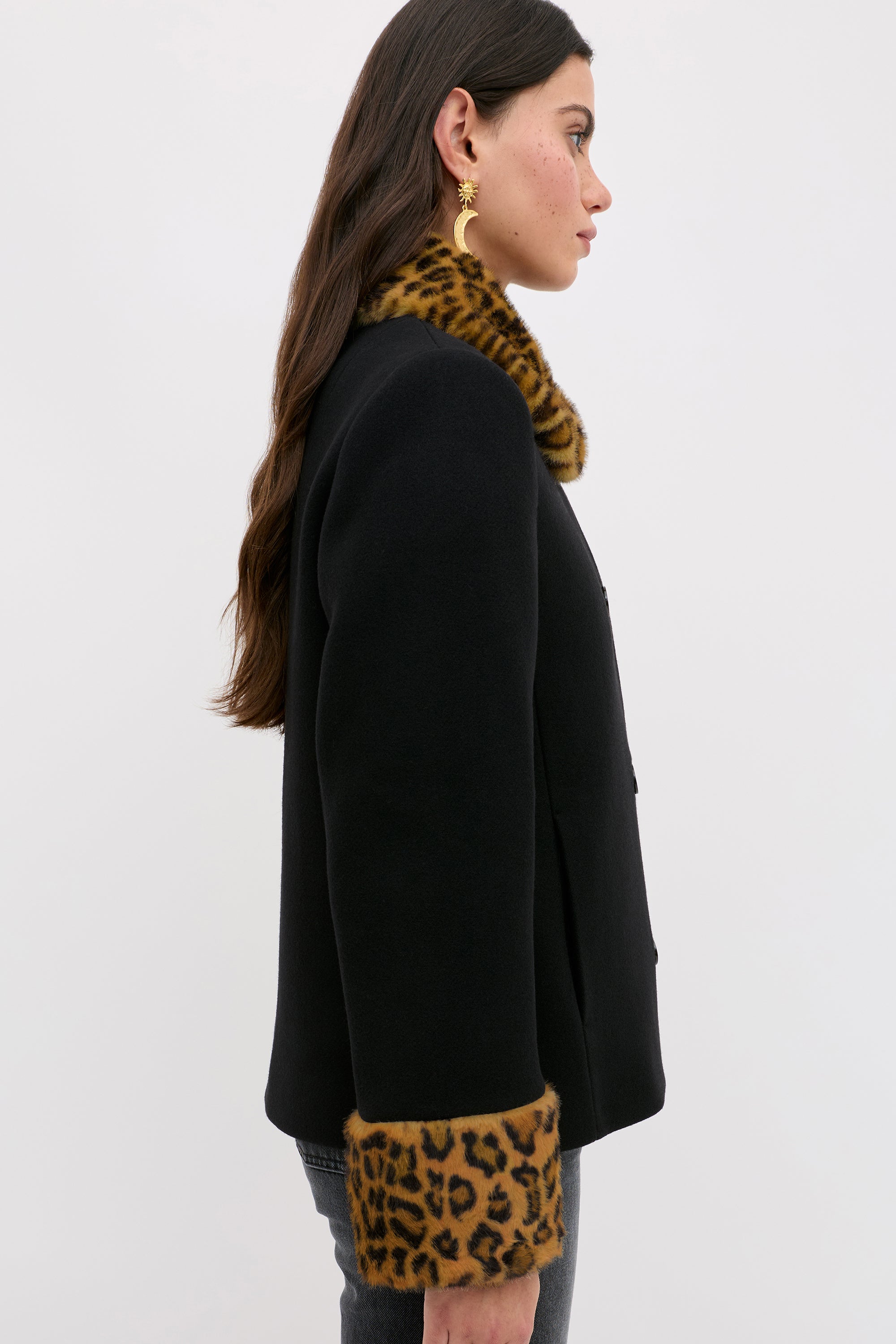 Aldith Wool Jacket in Marla Leopard Black | RIXO USA ⋆