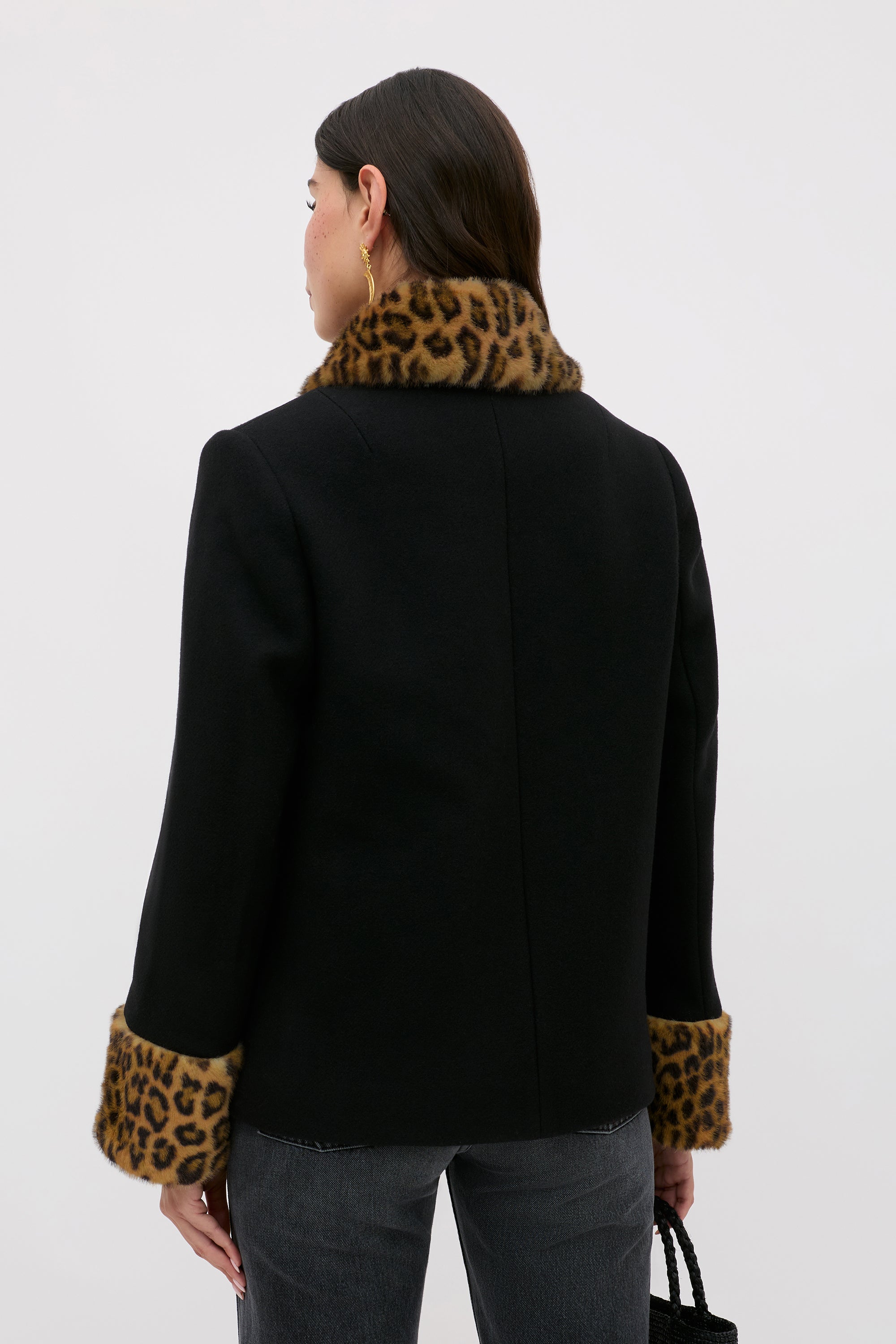 Aldith Wool Jacket in Marla Leopard Black | RIXO USA ⋆