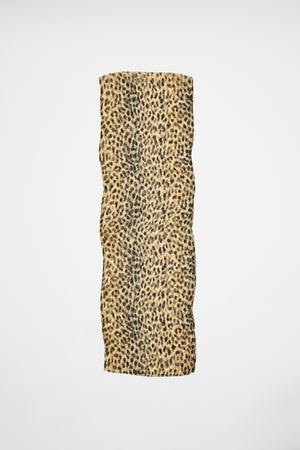 A rectangular piece of Julien - Nina Leopard Brown fabric with a leopard print pattern, displayed vertically against a plain white background.