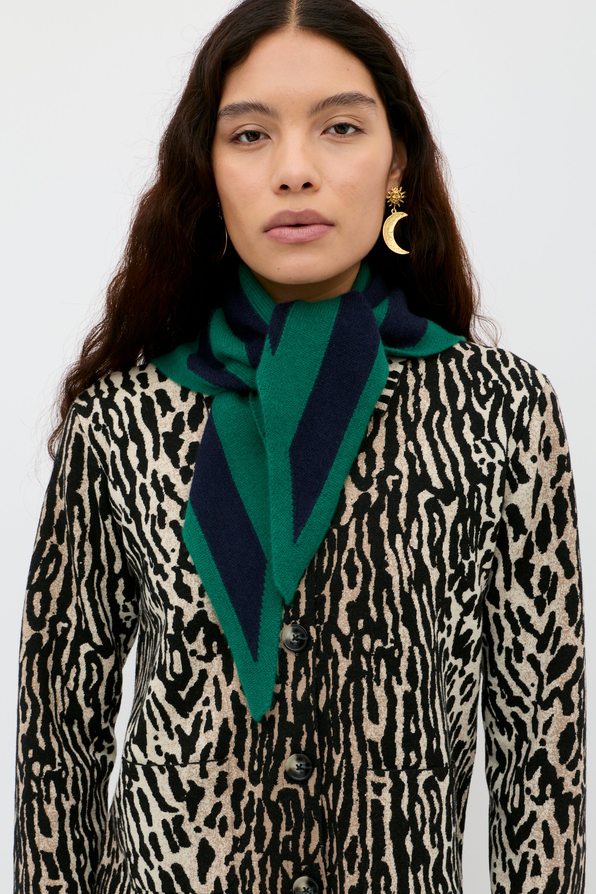 Lianora Wool-Cashmere Scarf in Sailor Stripe Green | RIXO USA ⋆