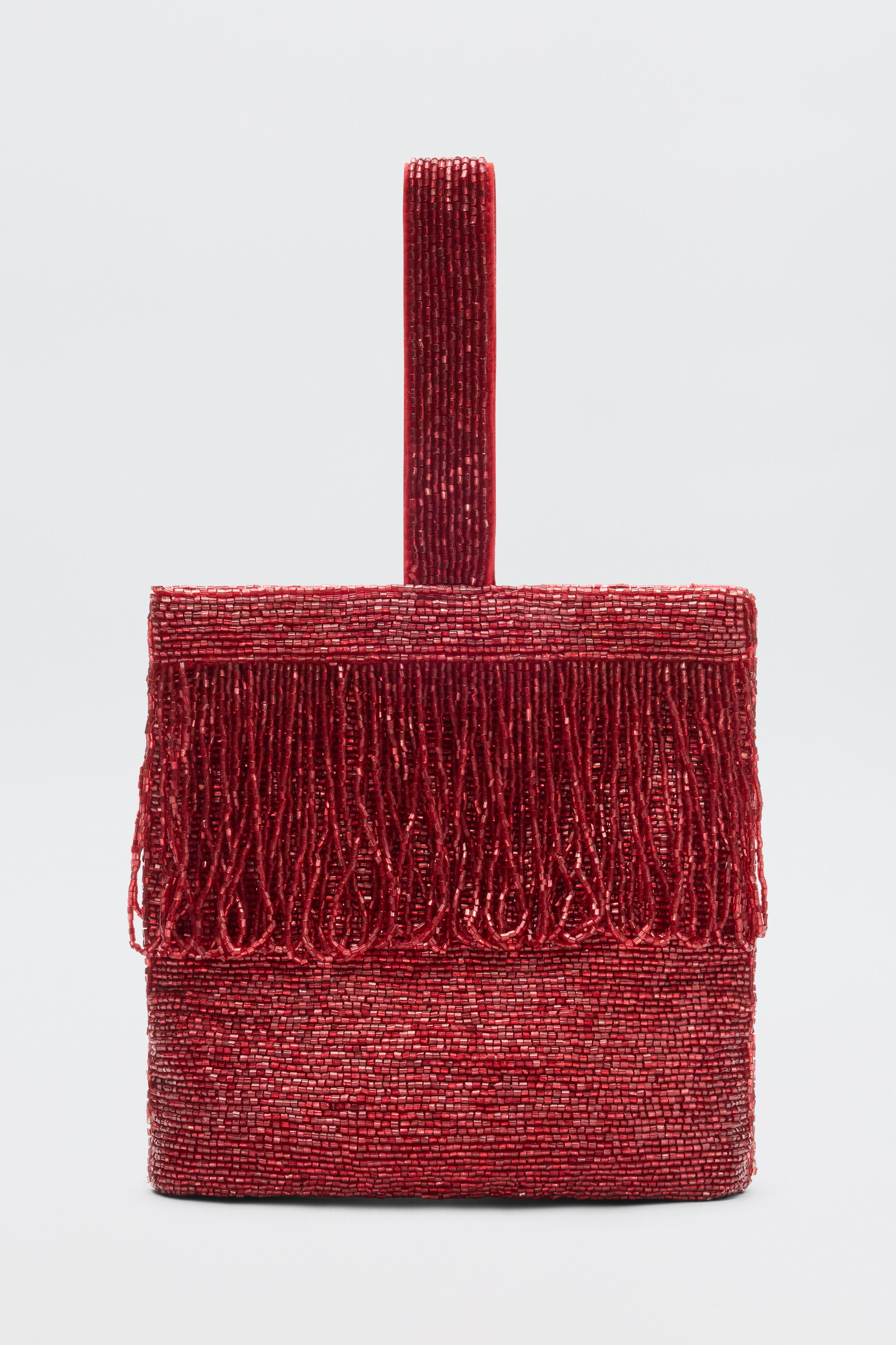 GS1729：紅(BENI) Zenni Beaded Bucket Bag in Red