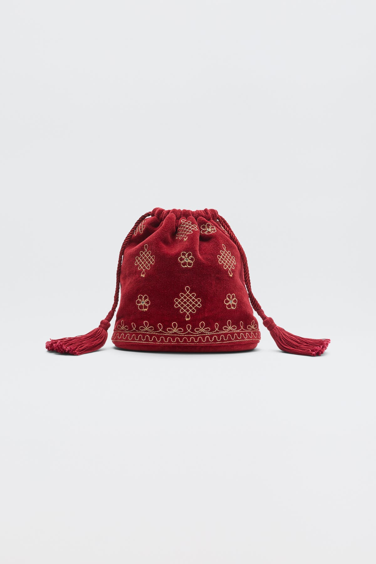 Orla  -  Waffle Soutache Embroidery Burgundy