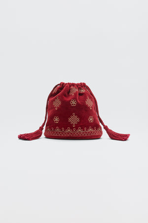 Orla  -  Waffle Soutache Embroidery Burgundy