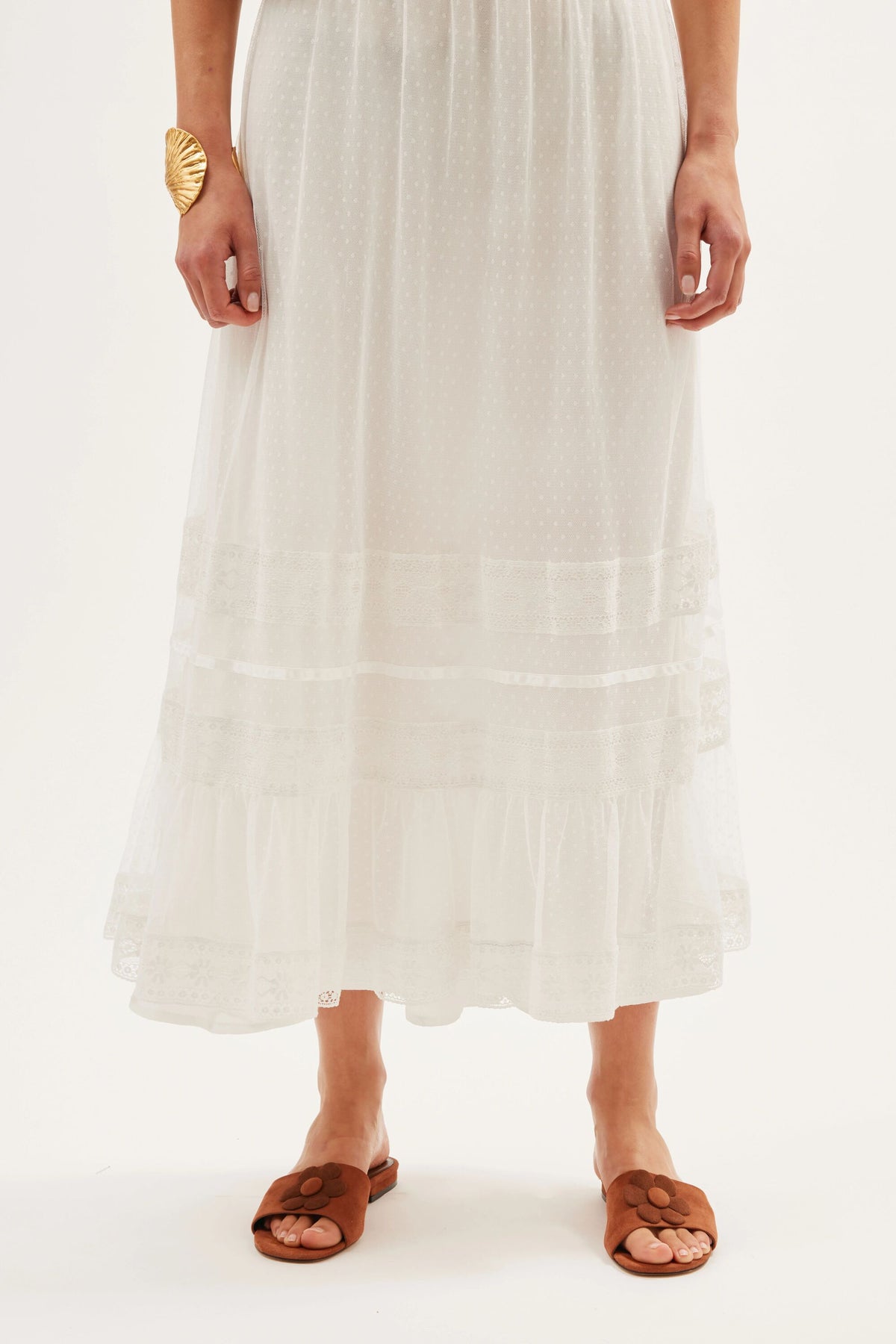 Hadley Midi Dress in White Ivory