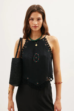 Ayanna  -  Rose Trail Embroidery Black
