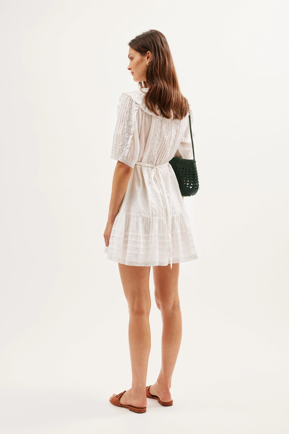 Dove Embroidered Cotton Mini Dress in Pansy Embroidery White | RIXO USA Dove Embroidered Cotton Mini Dress in Pansy Embroidery White | RIXO USA