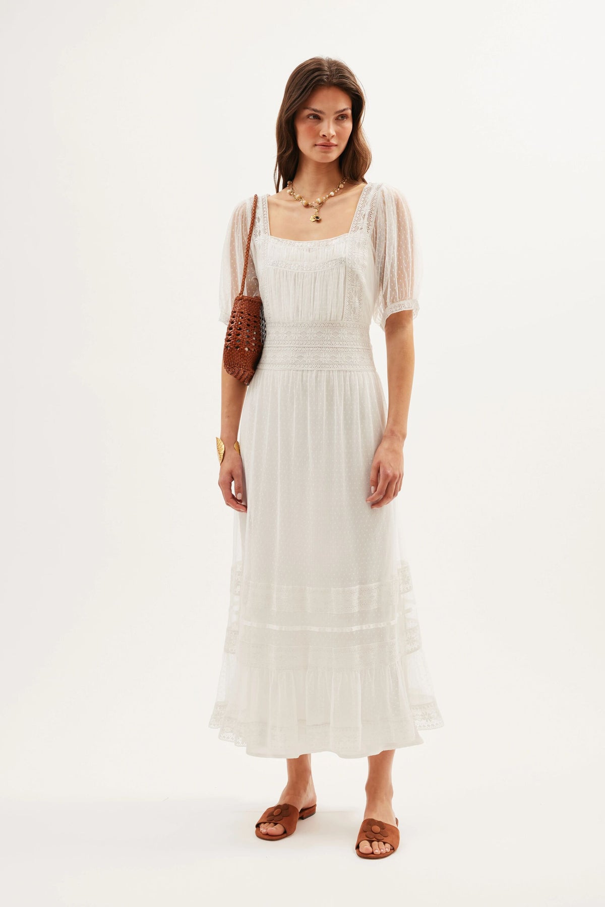 Hadley Midi Dress in White Ivory | RIXO USA Hadley Midi Dress in White Ivory | RIXO USA