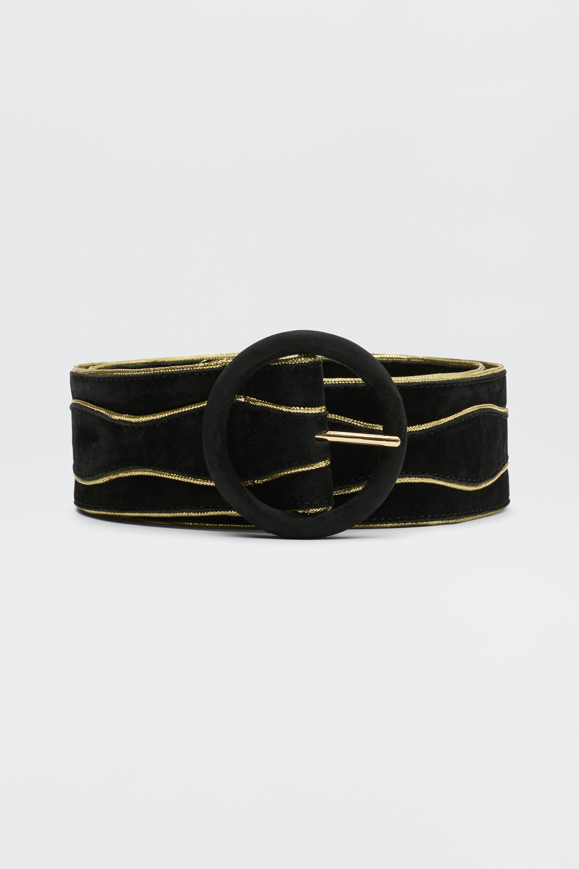 Catalina Suede Belt in Black and Gold | RIXO USA ⋆