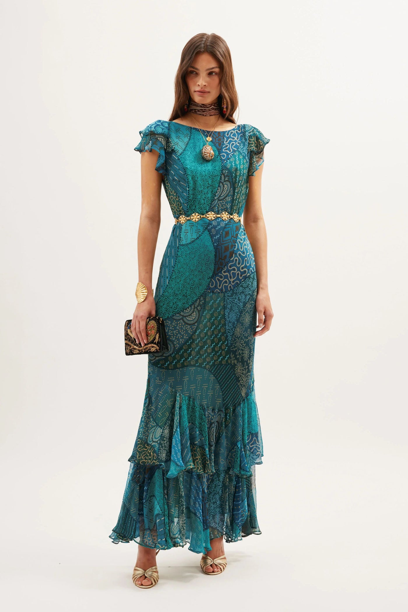 Ordinia Gown in Blue Ibiza Night Teal | RIXO USA Ordinia Gown in Blue Ibiza Night Teal | RIXO USA