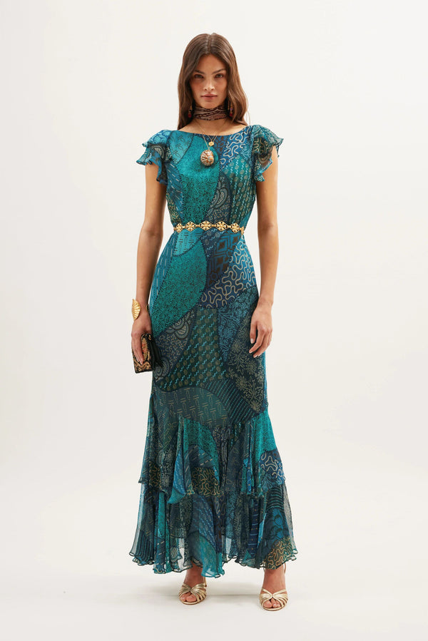 Ordinia Gown in Blue Ibiza Night Teal