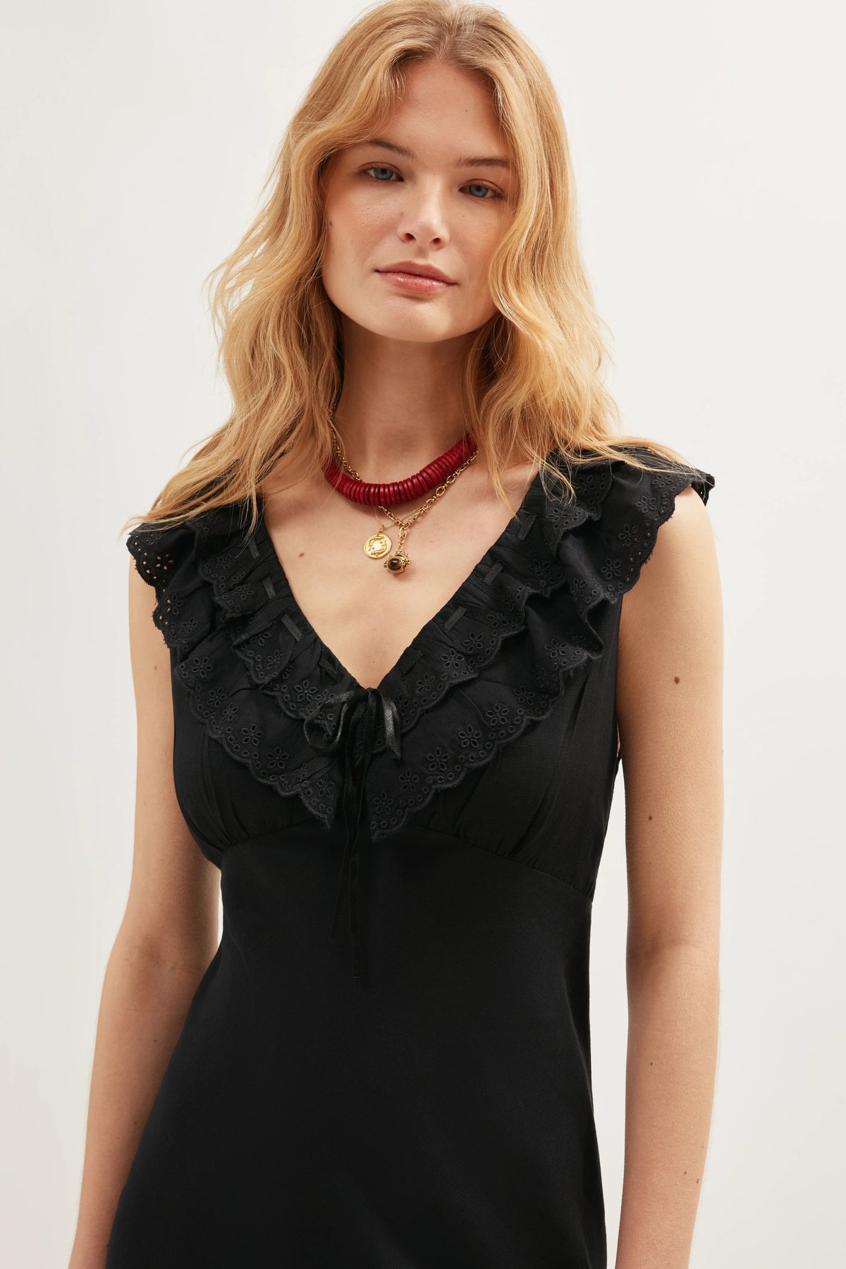 black linen ruffle dress Black Linen Button Front Ruffle Hem Dress