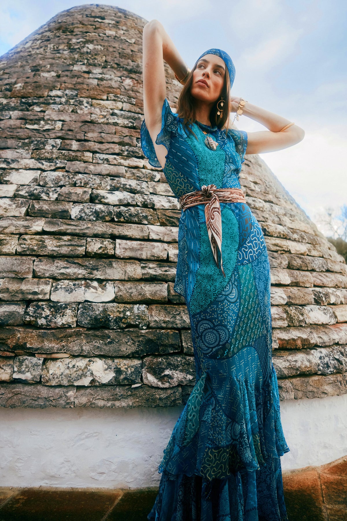 Ordinia Gown in Blue Ibiza Night Teal | RIXO USA Ordinia Gown in Blue Ibiza Night Teal | RIXO USA