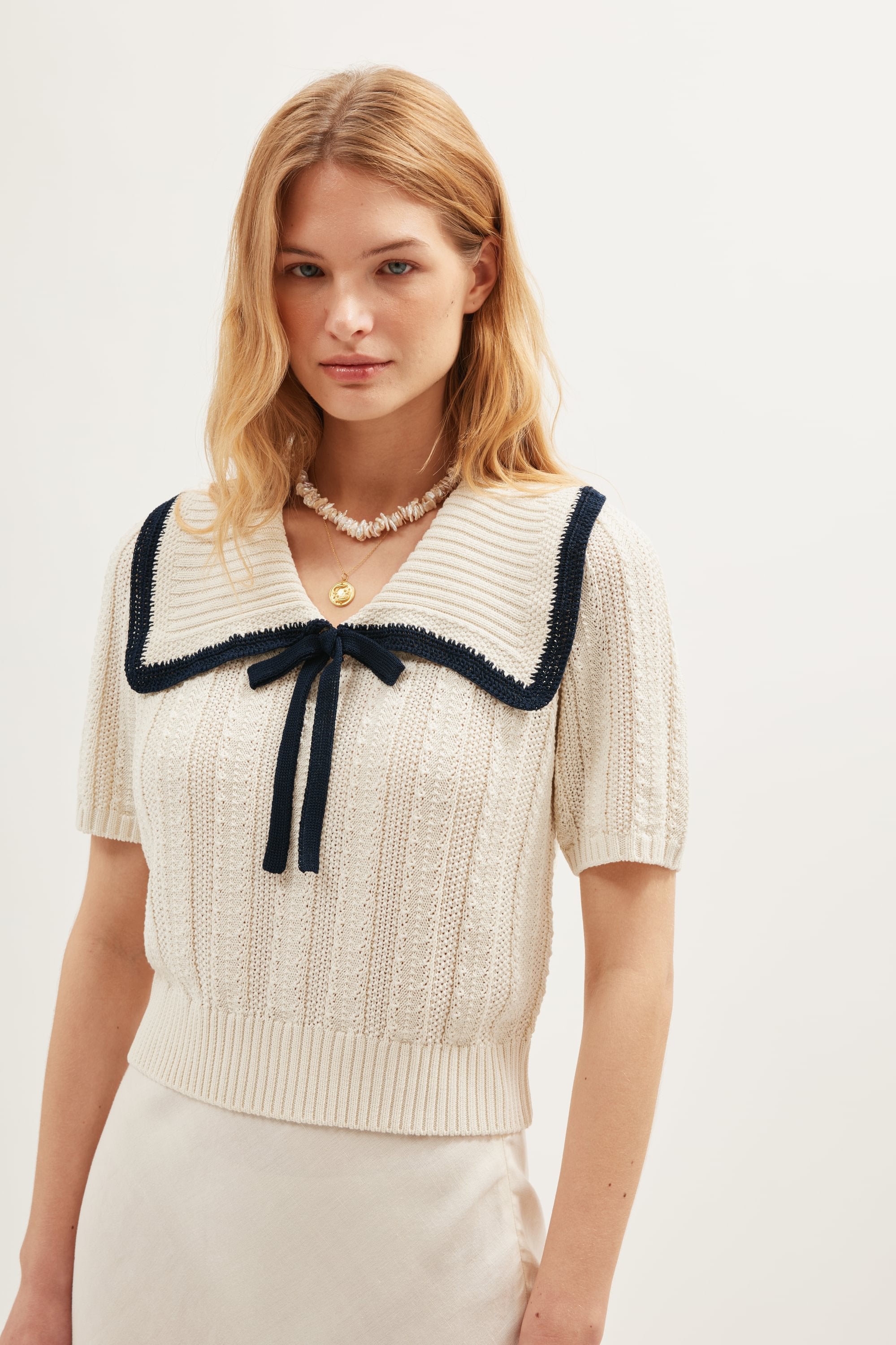 Pippa Knitted Top in White Ivory | RIXO USA ⋆