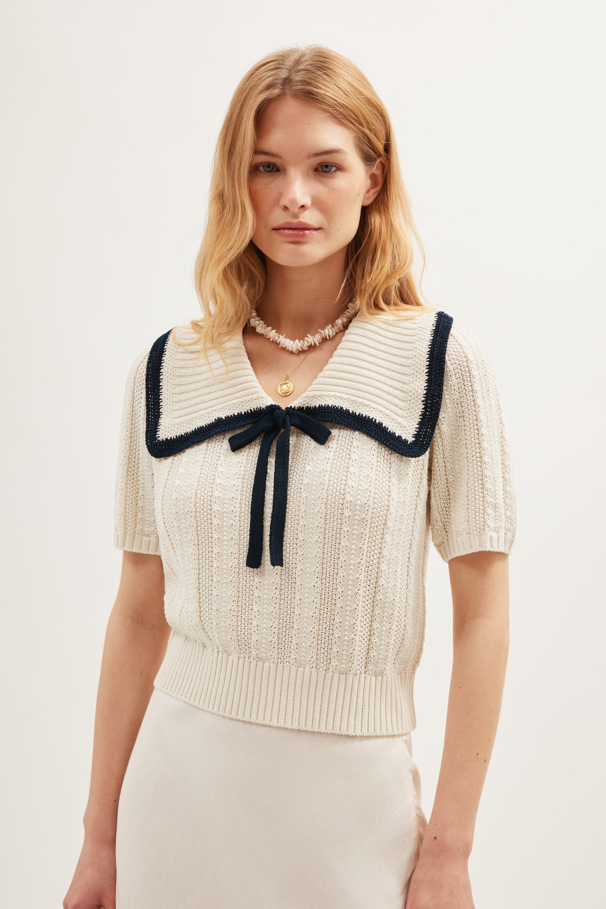 Pippa Knitted Top in White Ivory | RIXO USA ⋆