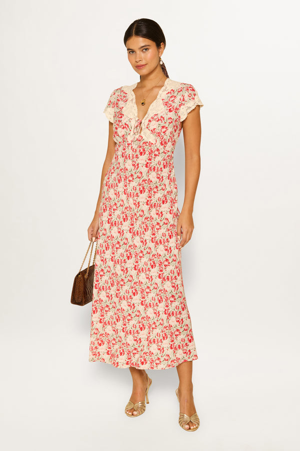 Amari Midi Dress in Tulip Fields Red | RIXO USA