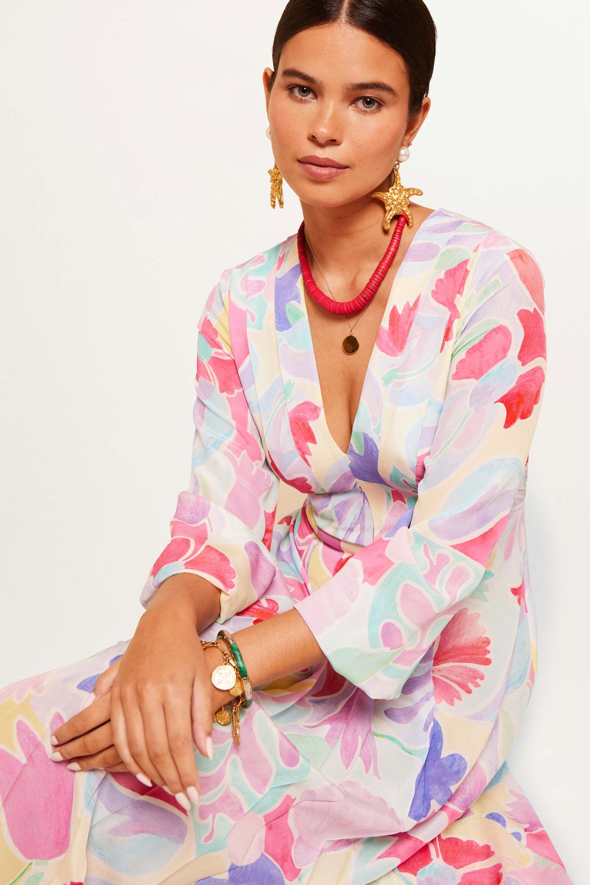 camellia midi dress Women's Camellia Fit and Flare Flutter Sleeved Mesh Silk Midi Dress XS/S/M/L/Customize Baby Pink/White Plain/Floral MEAN BLVD S / Baby Pink / Plain