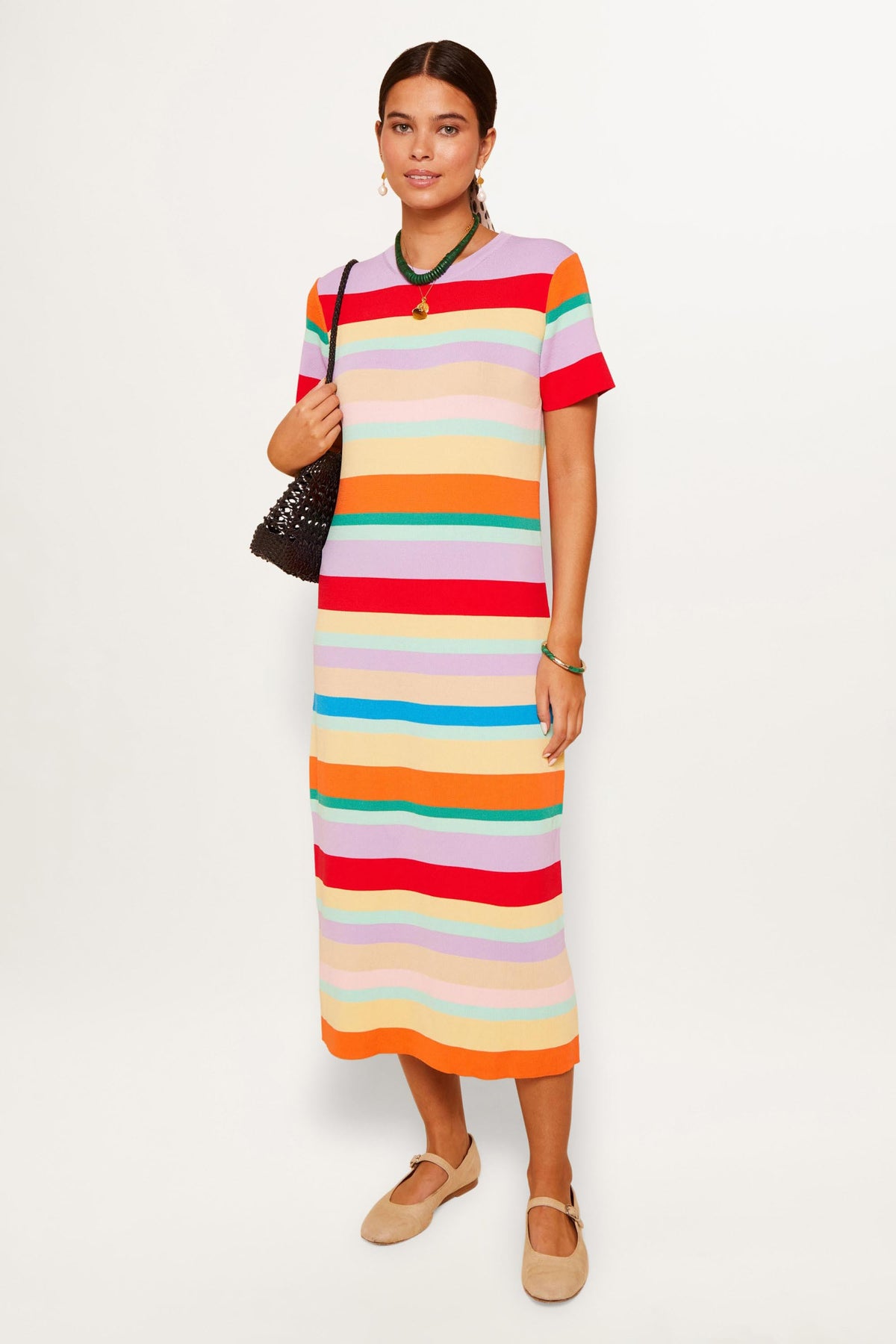 Duster Knitted Midi Dress in Multi | RIXO USA Duster Knitted Midi Dress in Multi | RIXO USA