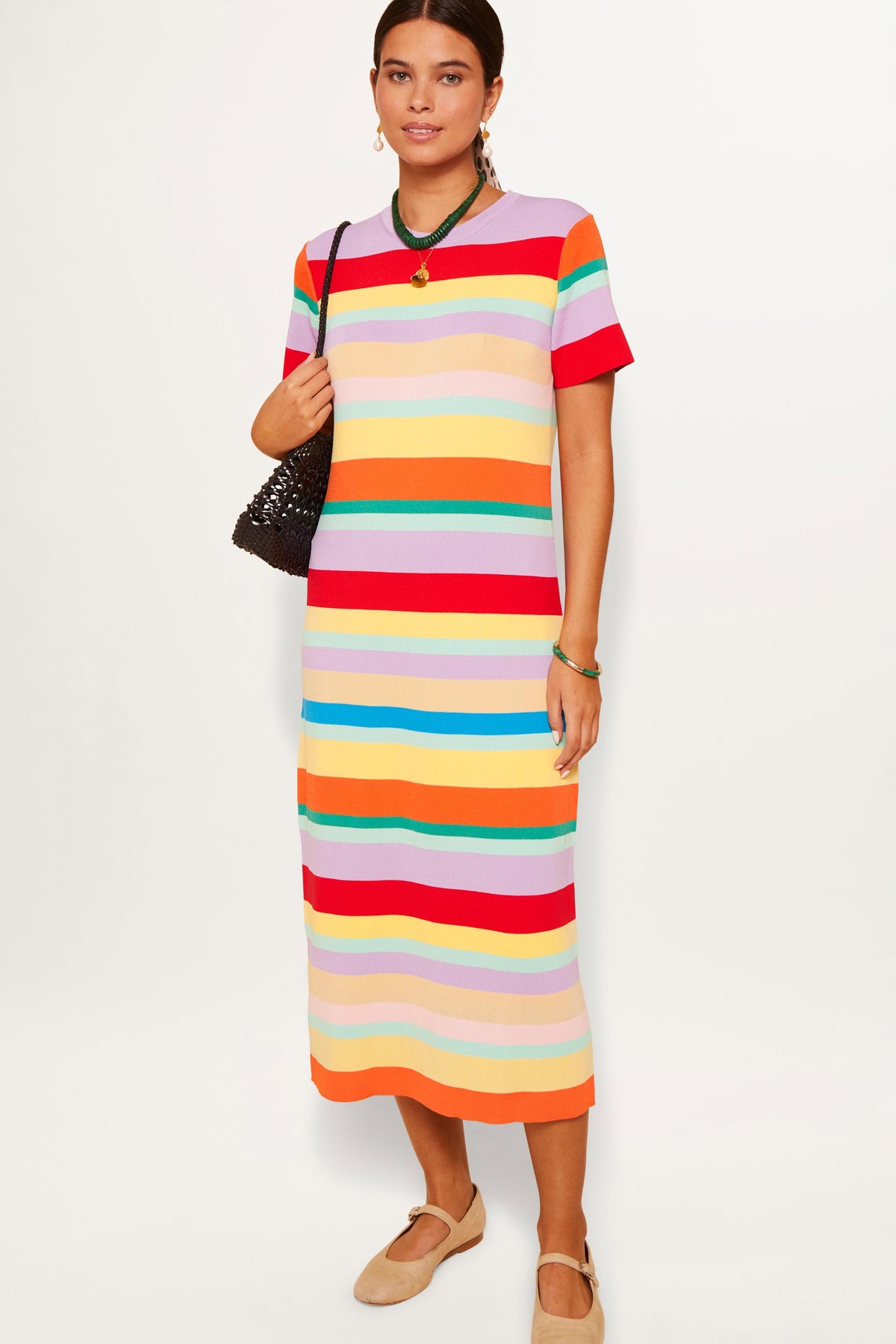 Duster Knitted Midi Dress in Multi | RIXO USA Duster Knitted Midi Dress in Multi | RIXO USA