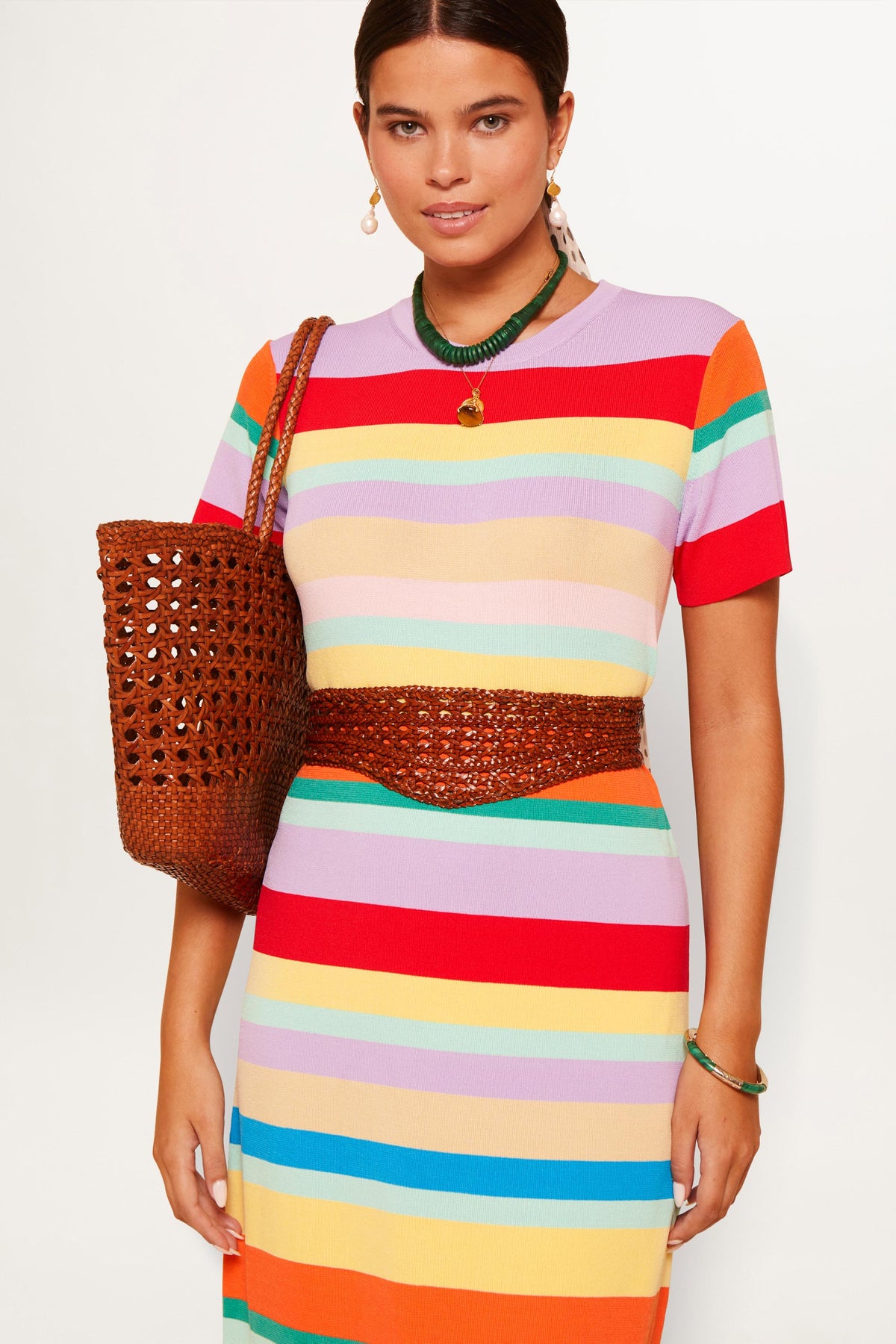 Duster Knitted Midi Dress in Multi | RIXO USA Duster Knitted Midi Dress in Multi | RIXO USA