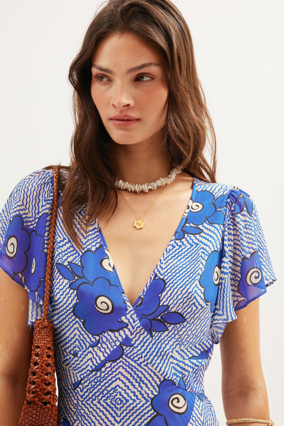 Evie Silk Midi Dress in Milos Floral Blue | RIXO USA Evie Silk Midi Dress in Milos Floral Blue | RIXO USA
