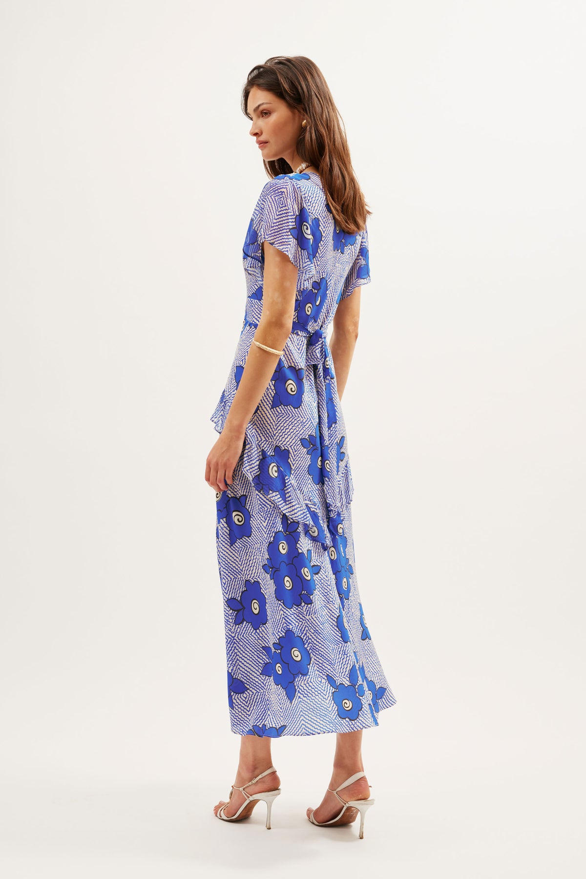 Evie Silk Midi Dress in Milos Floral Blue | RIXO USA Evie Silk Midi Dress in Milos Floral Blue | RIXO USA