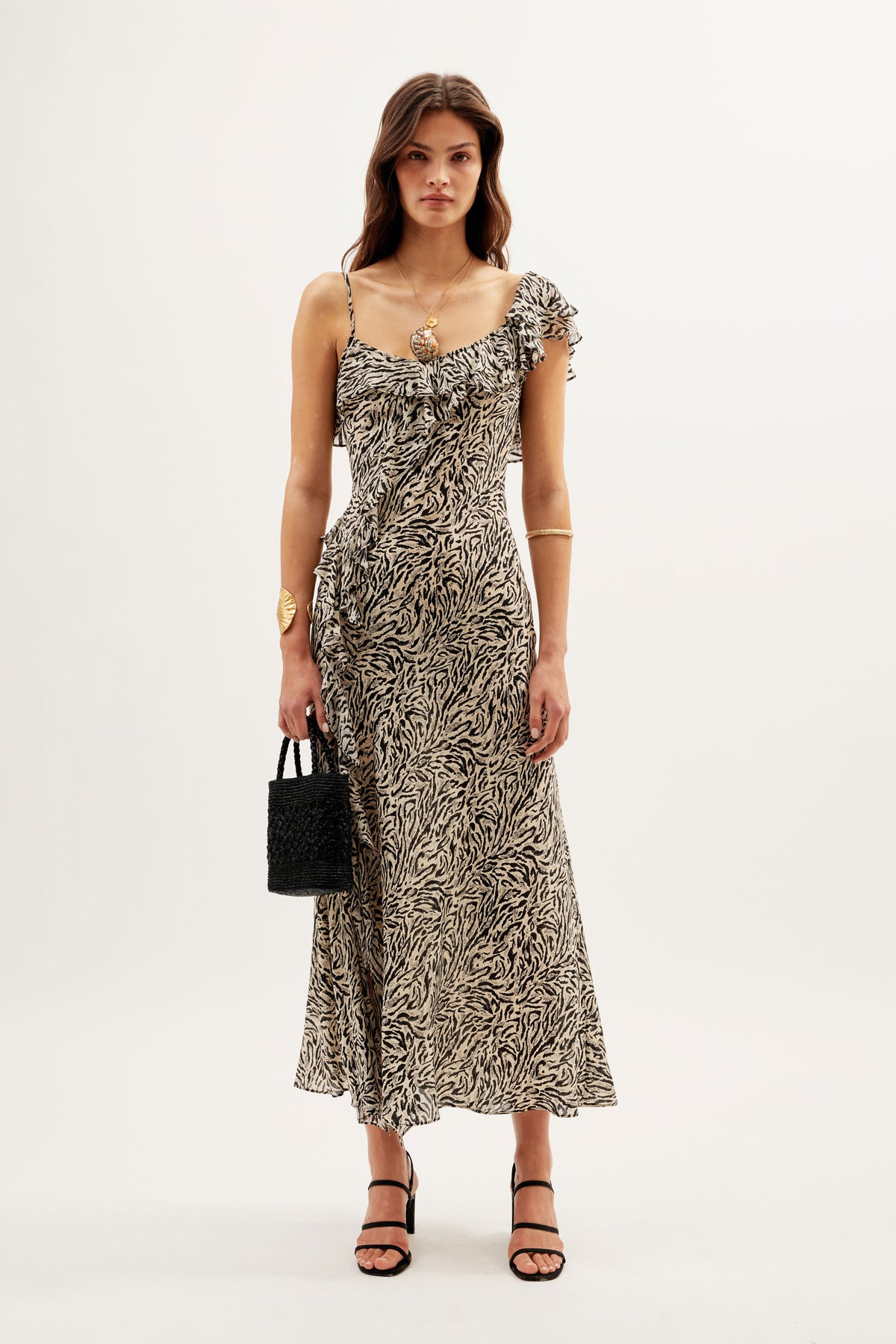 Ester Silk Maxi Dress in Brown Sun Leo Tan | RIXO Ester Silk Maxi Dress in Brown Sun Leo Tan | RIXO