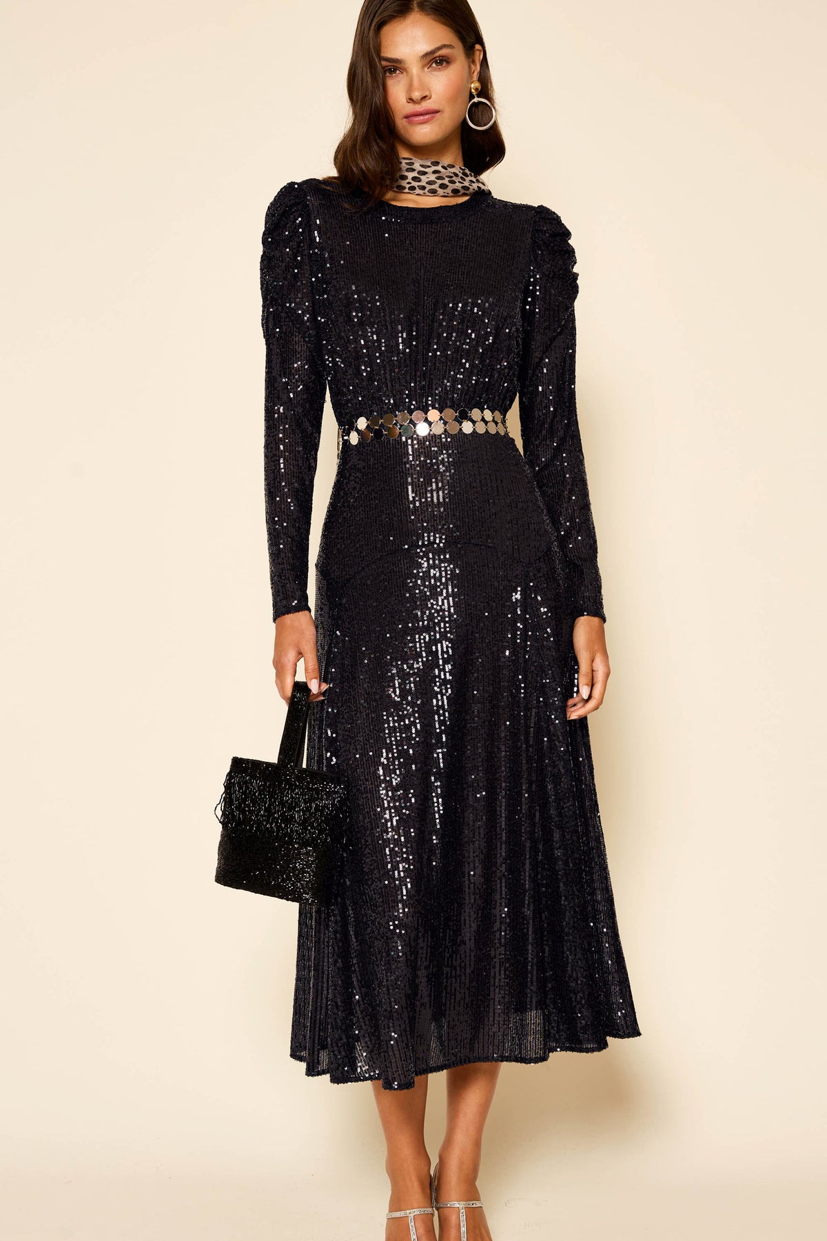 midi dress with sequins Sequin Slit Back Cream / M Hidden back zipper Thats So Fetch | Dura