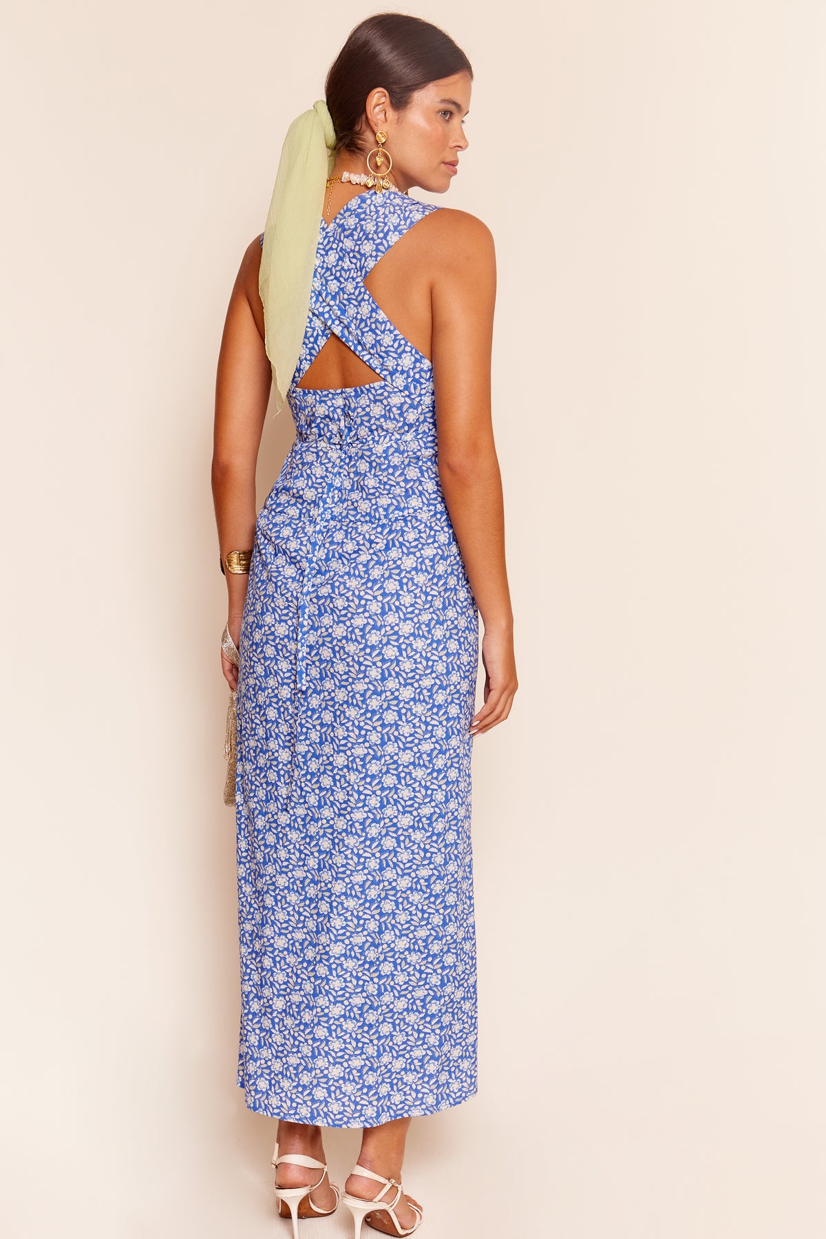 Lillianne Cotton Midi Dress in Carnation Blue | RIXO USA Lillianne Cotton Midi Dress in Carnation Blue | RIXO USA