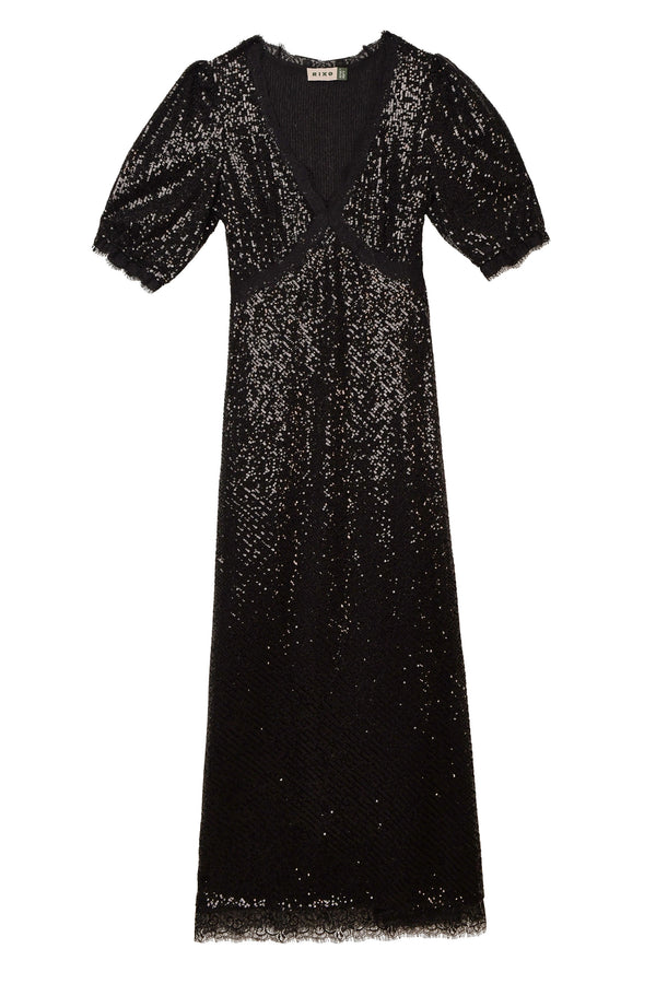 Verena Sequinned Maxi Dress in Embellishment Black | RIXO USA Verena Sequinned Maxi Dress in Embellishment Black | RIXO USA