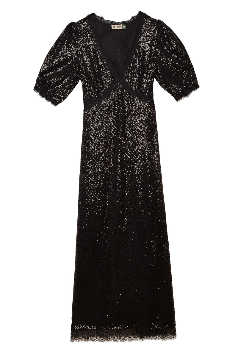 Verena Sequinned Maxi Dress in Embellishment Black