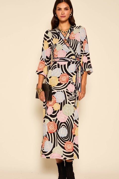 Annora Jersey Wrap Dress in Whirlpool Floral Multi